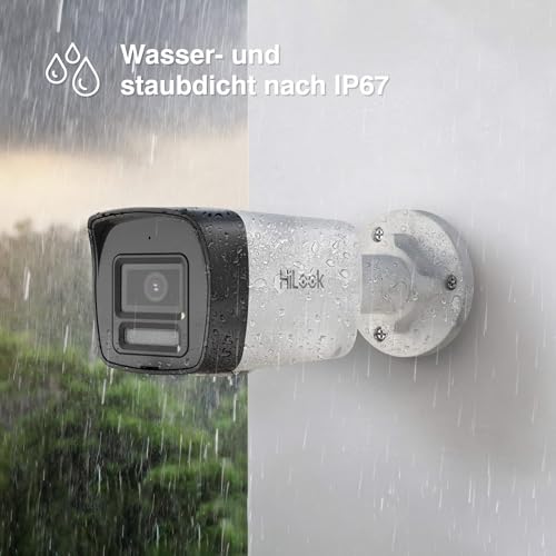 HiLook 4K PoE Kamera Set – 4× 8MP Bullet, SD-Slot, Farb-/IR-Nachtsicht, KI-Erkennung, 8CH NVR mit 2TB, App-Steuerung, für Außenbereich