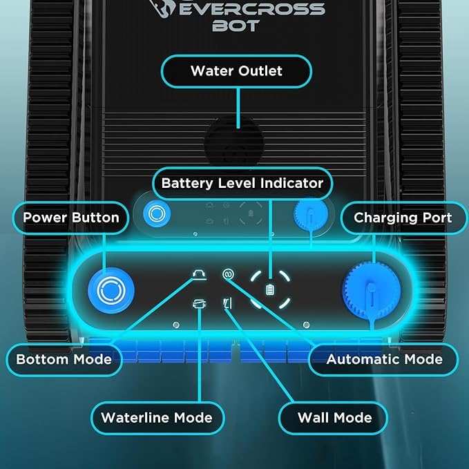 EVERCROSS BOT U8 Kabelloser Poolroboter – Boden-, Wand- & Wasserlinienreinigung, 120 Min Laufzeit, bis 200 m²