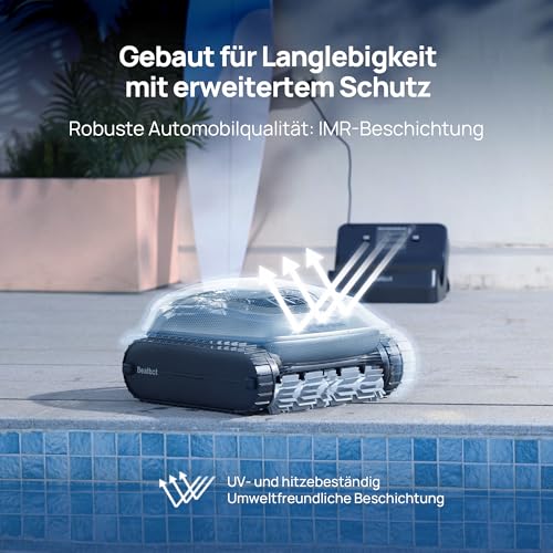 Beatbot AquaSense 2 Poolroboter, Akku Poolsauger mit Oberflächen-Parkfunktion, Poolreiniger Boden und Wand, Doppelte Reinigung der Wasserlinie, für Pools bis zu 300 m²