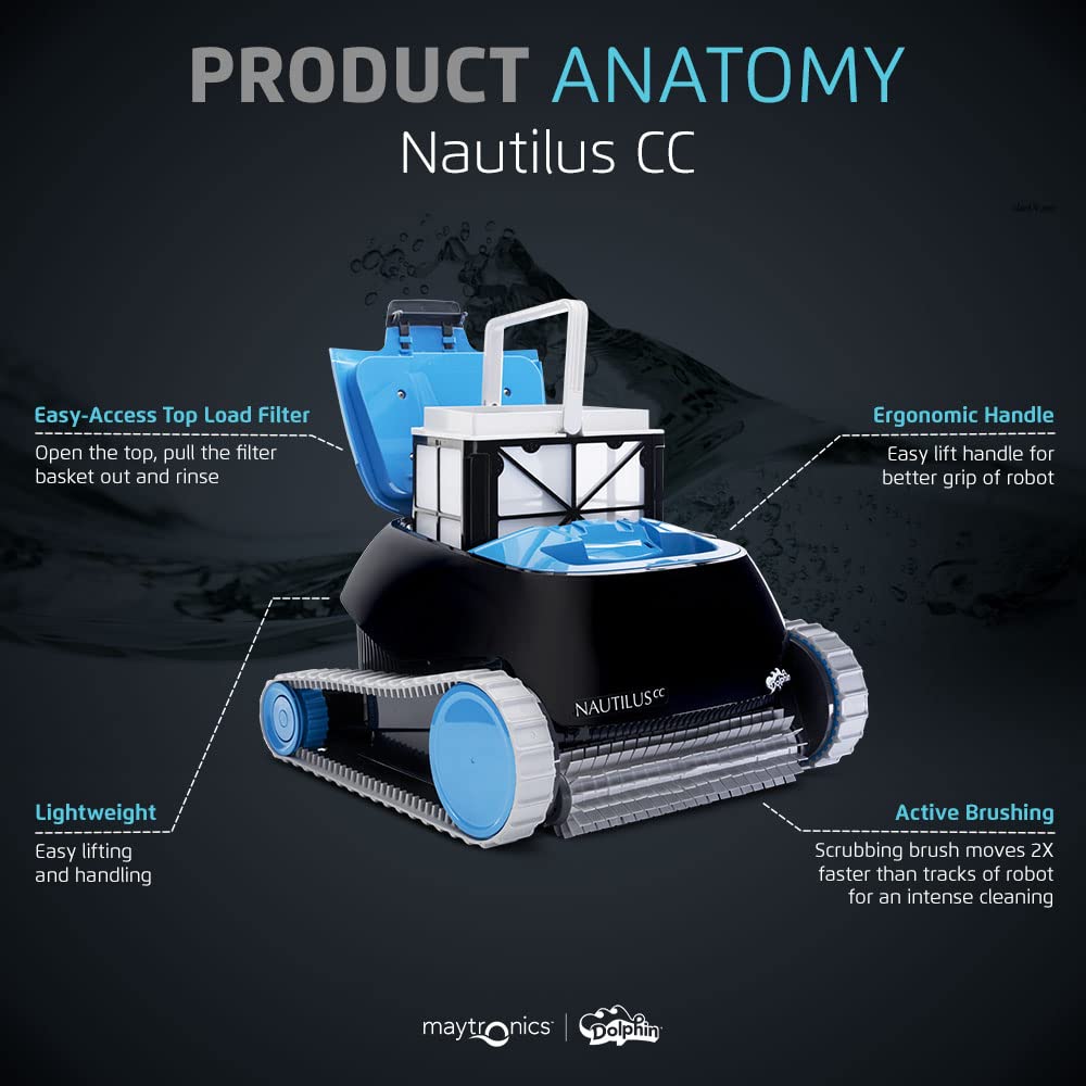 Dolphin Nautilus CC PRO IOT Automatischer Poolreiniger Poolroboter mit Kabel - Boden, Wasserlinie und Wandreinigung - Kontrolle mit app, Eingelassene Pools bis zu 15 m, Wasserpflege
