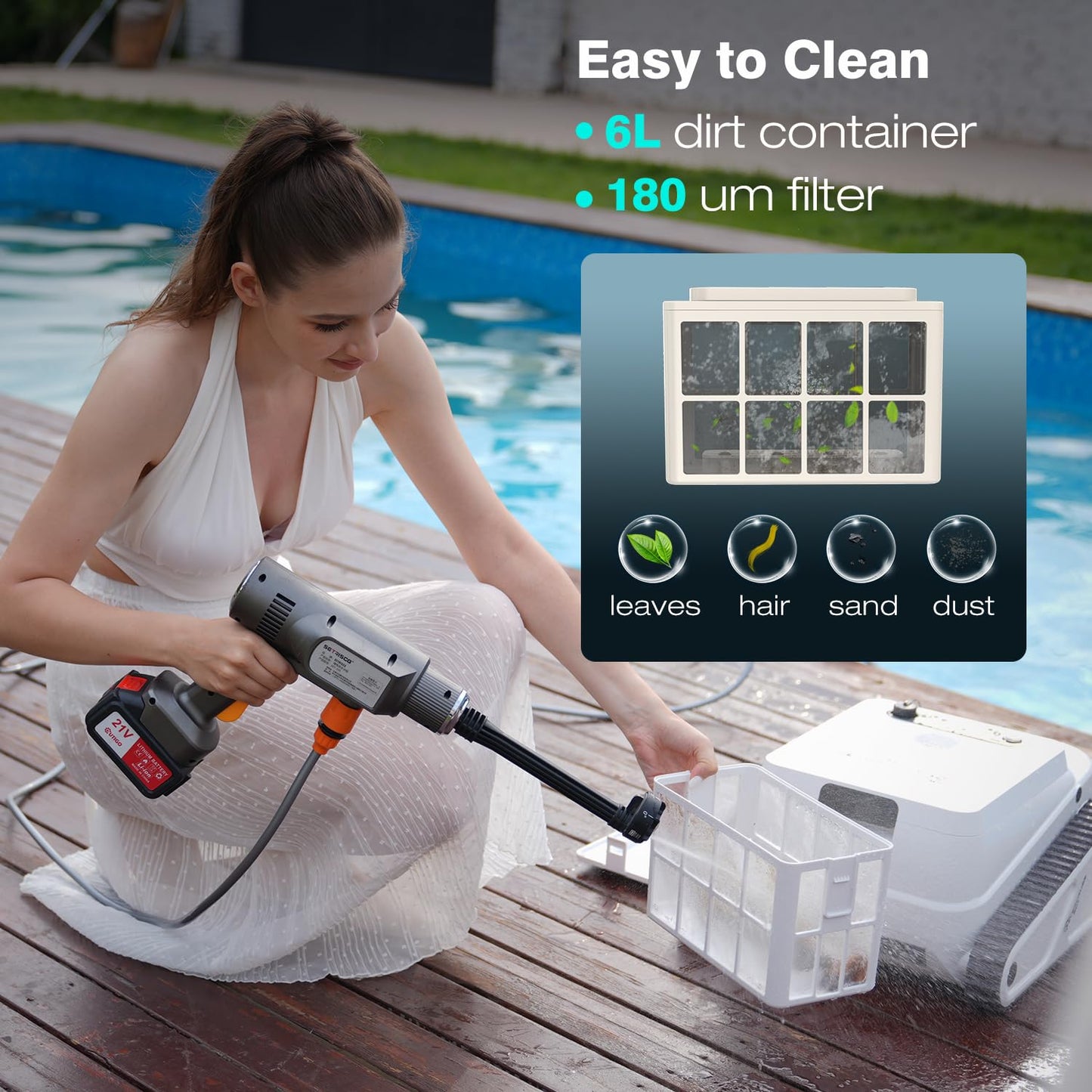 EVERCROSS BOT U8 Kabelloser Poolroboter – Boden-, Wand- & Wasserlinienreinigung, 120 Min Laufzeit, bis 200 m²
