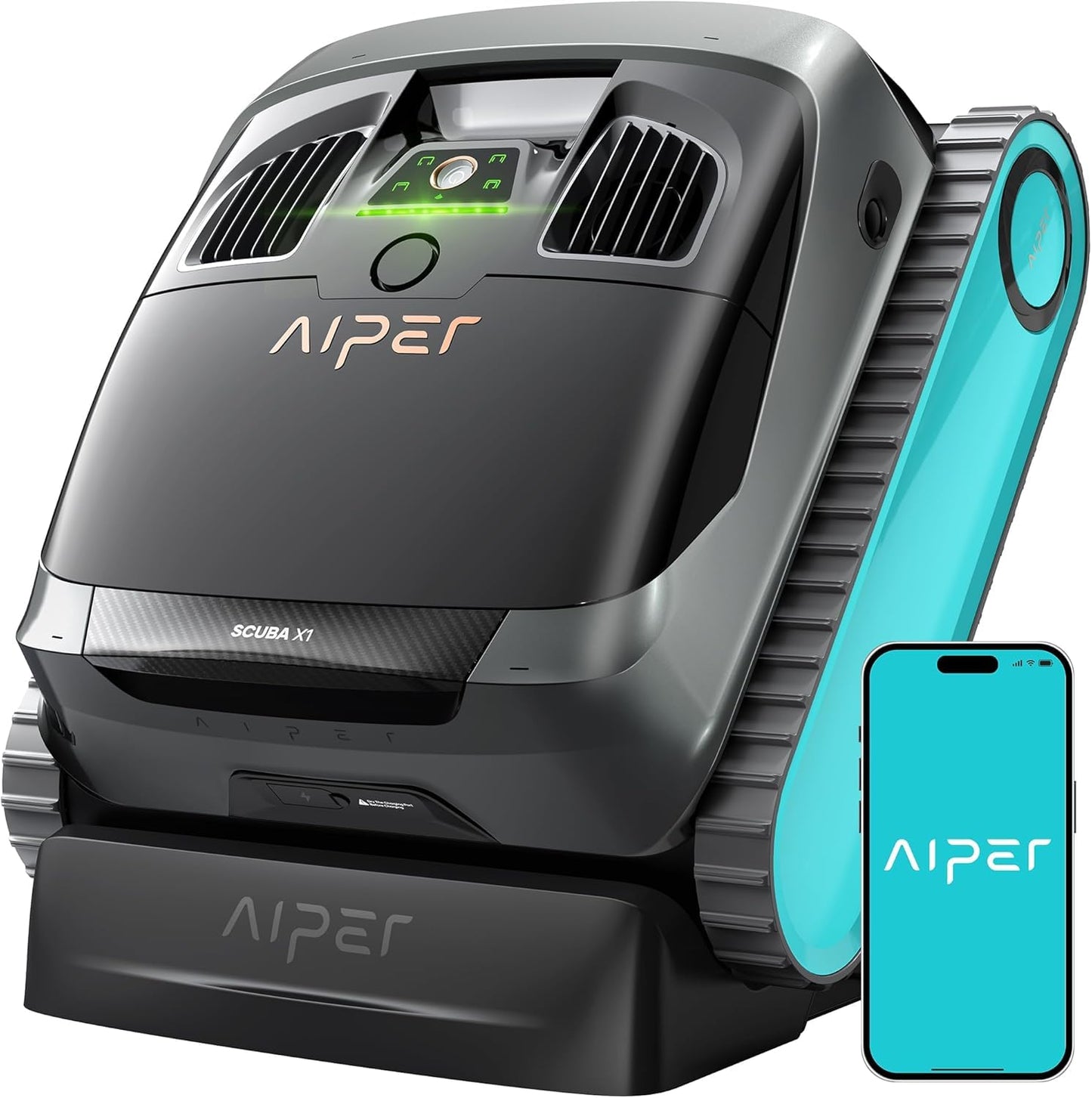 AIPER Scuba X1 Poolroboter mit App – 25200 LPH, 3 µm Feinfiltersystem, Boden-, Wand- & Wasserlinienreinigung, Kabellos
