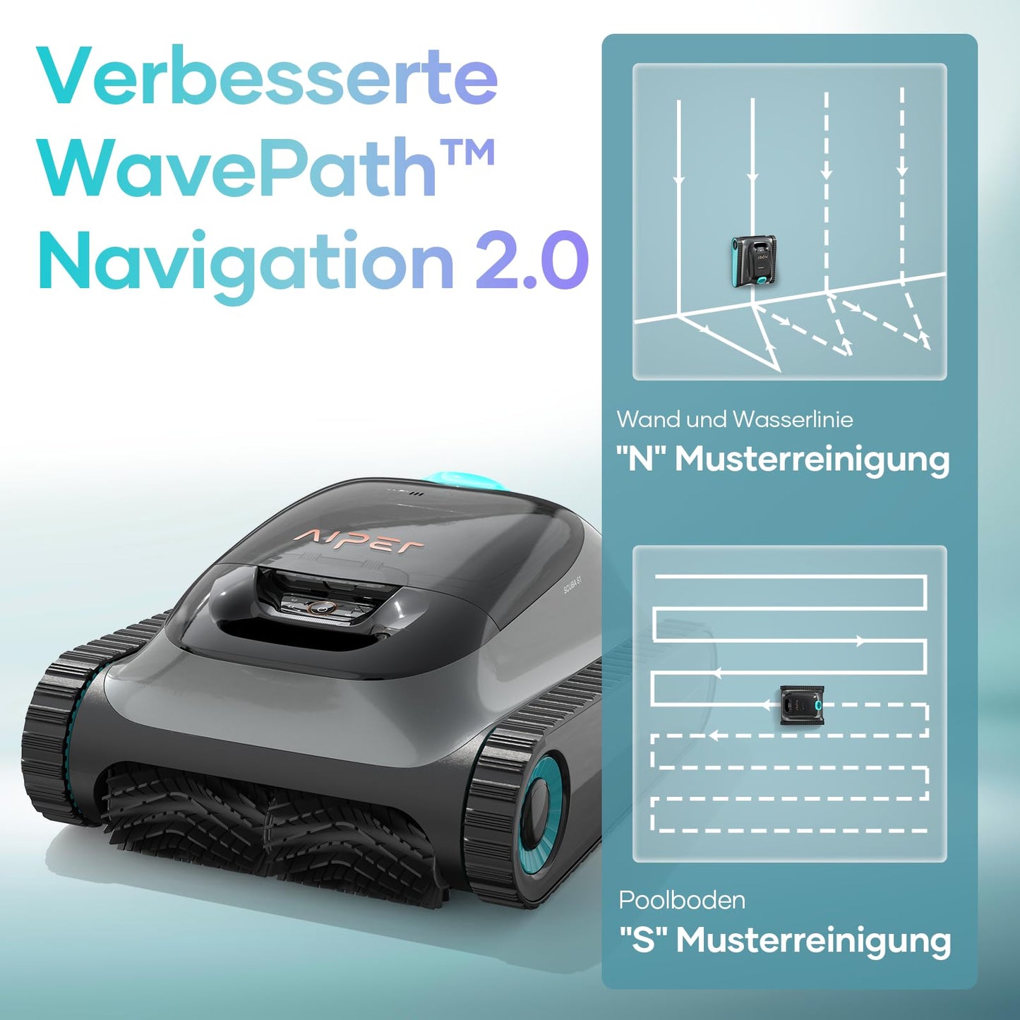 AIPER Scuba S1 2025 Kabelloser Poolroboter – 180 Min Laufzeit, Boden-, Wand- & Wasserlinienreinigung, App-Steuerung