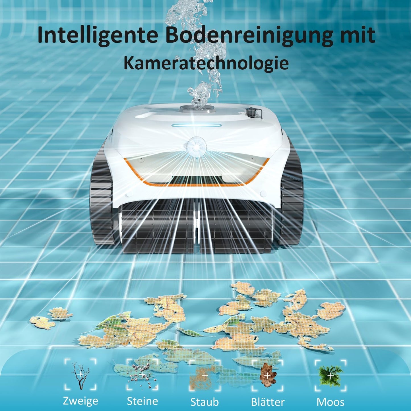 WYBOT C2 Vision AI Kamera Kabelloser poolroboter mit Akku, poolroboter Boden und Wand, Zweischicht-Filterung, leistungsstarke Absaugung, für Eingelassene Pools bis zu 180㎡(Schwarz Grün)