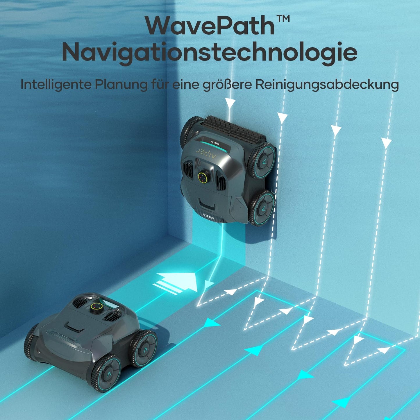 AIPER ZT6002 Kabelloser Poolroboter – Quad-Motor, WavePath, 3 Modi, 18500 LPH, für Boden & Wand bis 150 m²