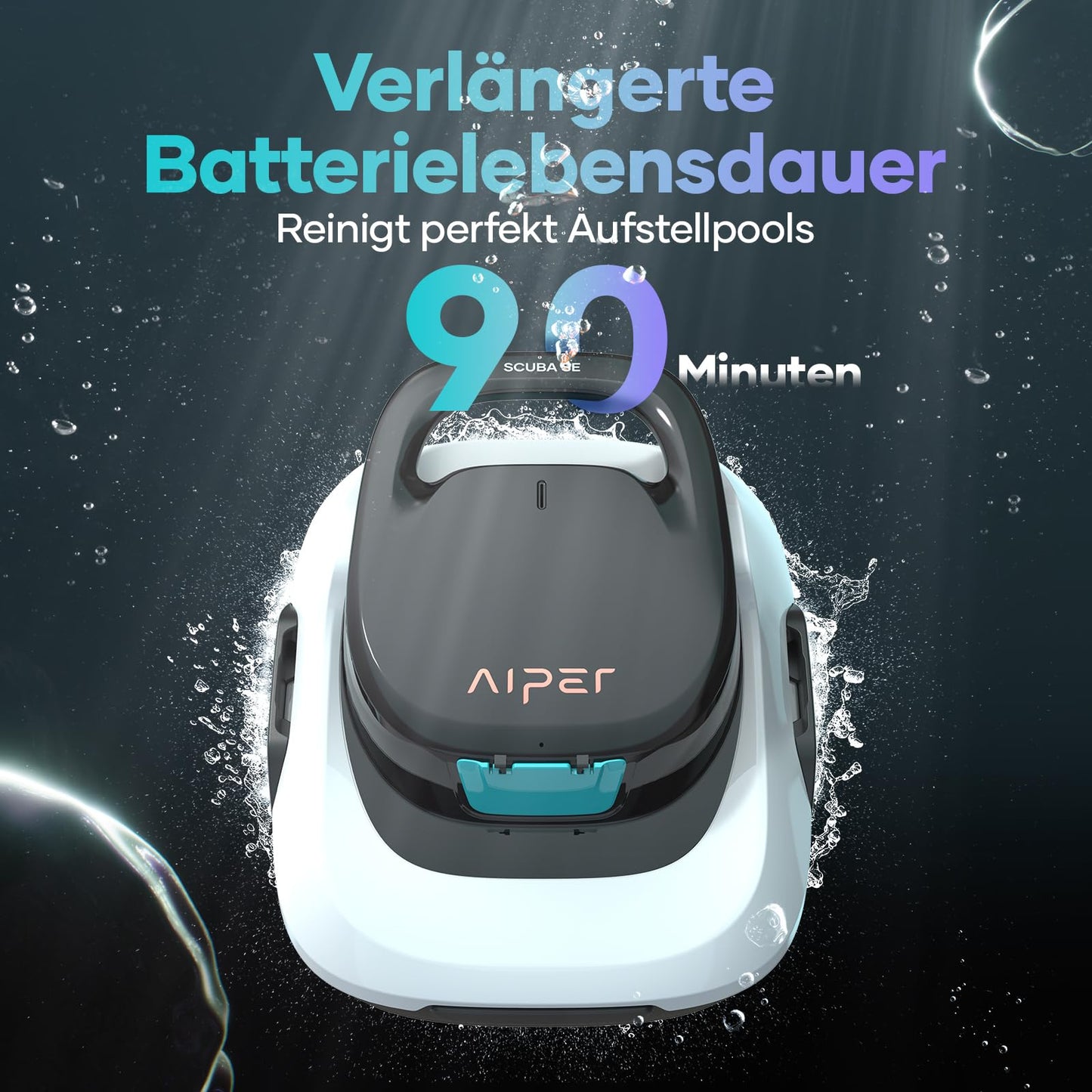 AIPER ZT6002 Kabelloser Poolroboter – Quad-Motor, WavePath, 3 Modi, 18500 LPH, für Boden & Wand bis 150 m²