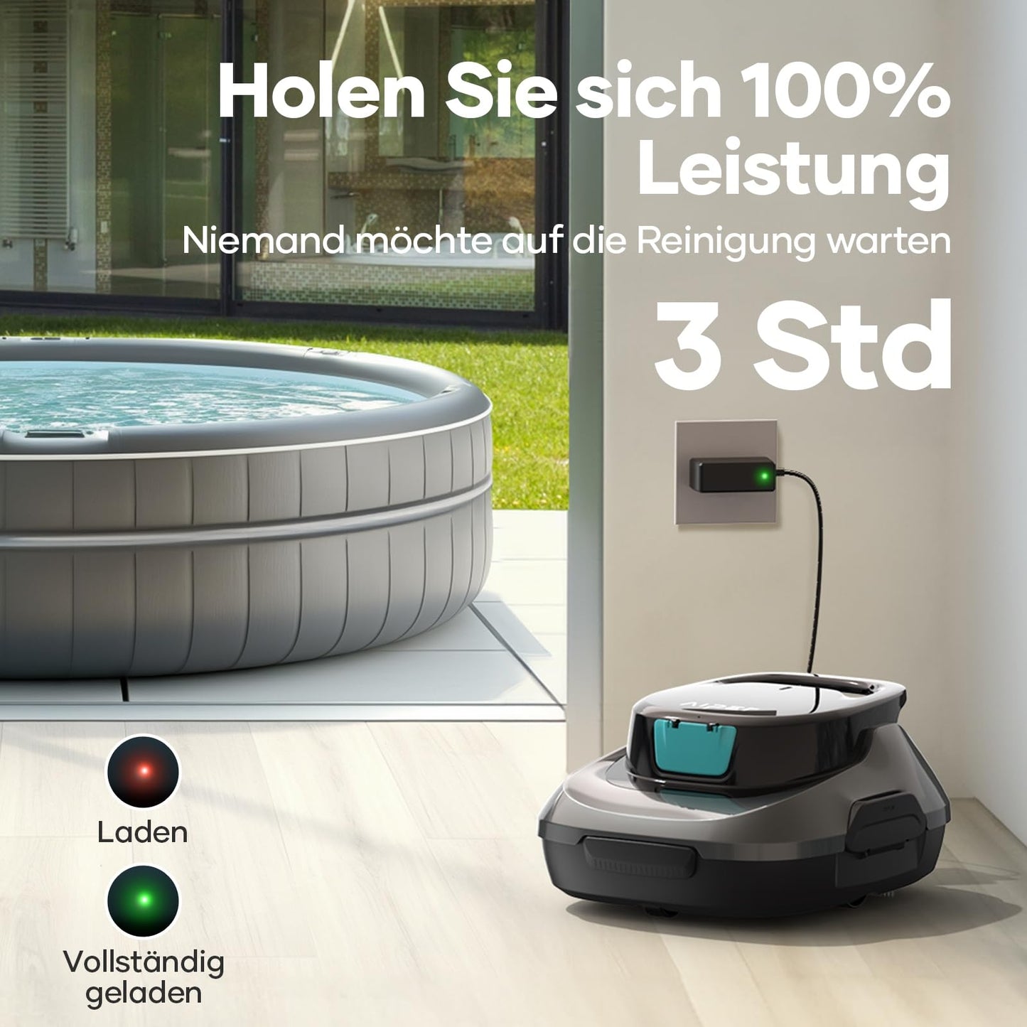 AIPER Scuba X1 Poolroboter mit App – 25200 LPH, 3 µm Feinfiltersystem, Boden-, Wand- & Wasserlinienreinigung, Kabellos