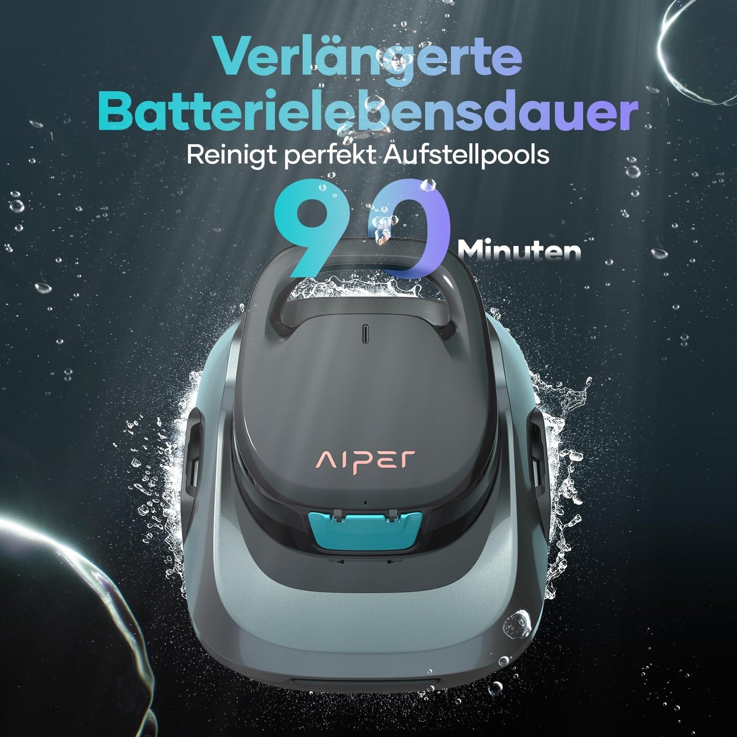 AIPER Scuba X1 Poolroboter mit App – 25200 LPH, 3 µm Feinfiltersystem, Boden-, Wand- & Wasserlinienreinigung, Kabellos