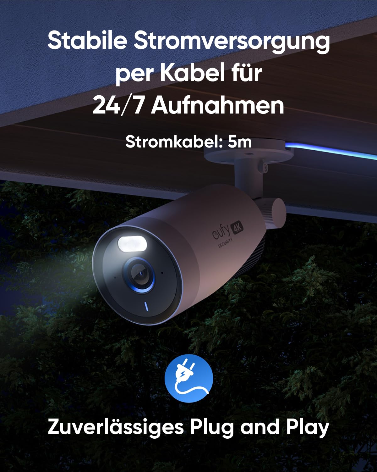 eufyCam E330 Set (4 Kameras) – 4K, 24/7 Aufnahme, Netzstrom, KI-Gesichtserkennung, HomeBase 3, starkes Wi-Fi, keine Gebühren, für Außen