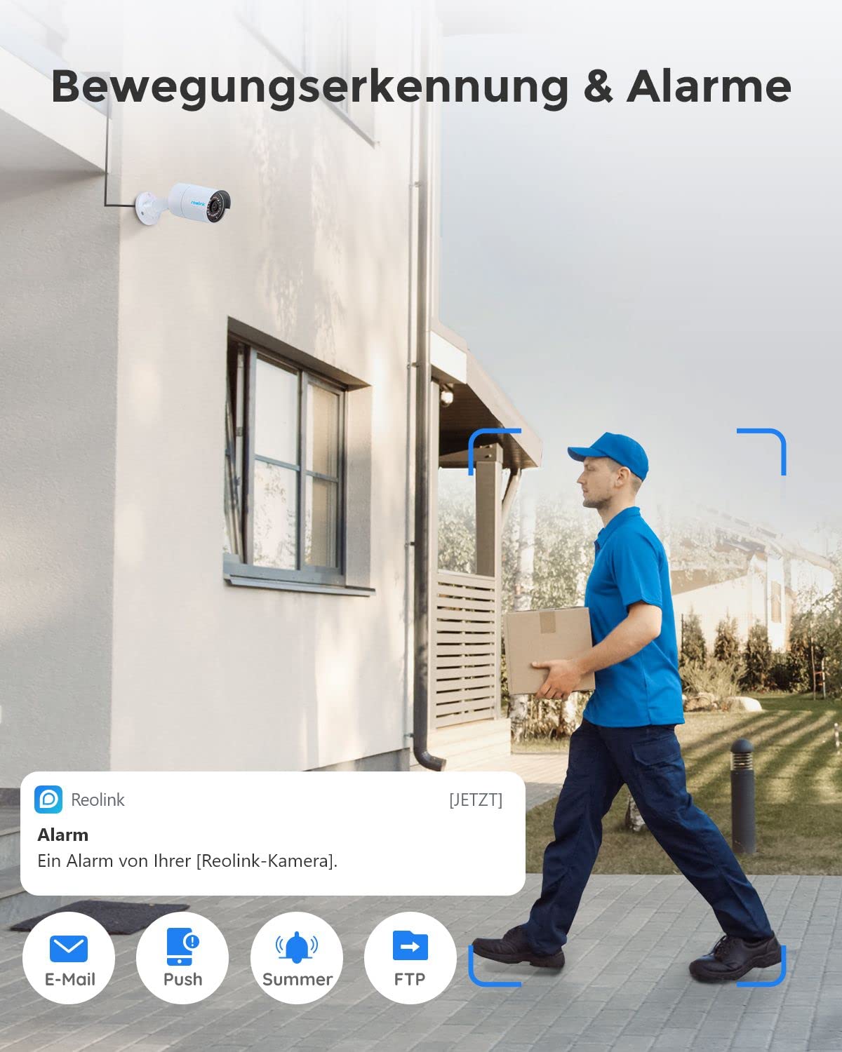 Reolink 5MP Kamera Set – 4× PoE Outdoor-Kameras, 8CH NVR mit 2TB, Personen-/Fahrzeugerkennung, IR-Nachtsicht, 24/7 Überwachung (RLK8-410B4-5MP)