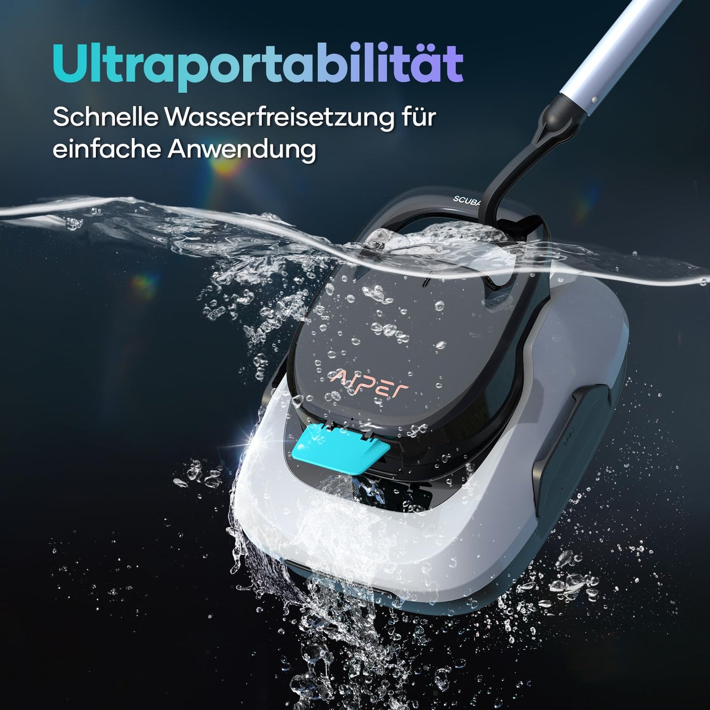 AIPER ZT6002 Kabelloser Poolroboter – Quad-Motor, WavePath, 3 Modi, 18500 LPH, für Boden & Wand bis 150 m²