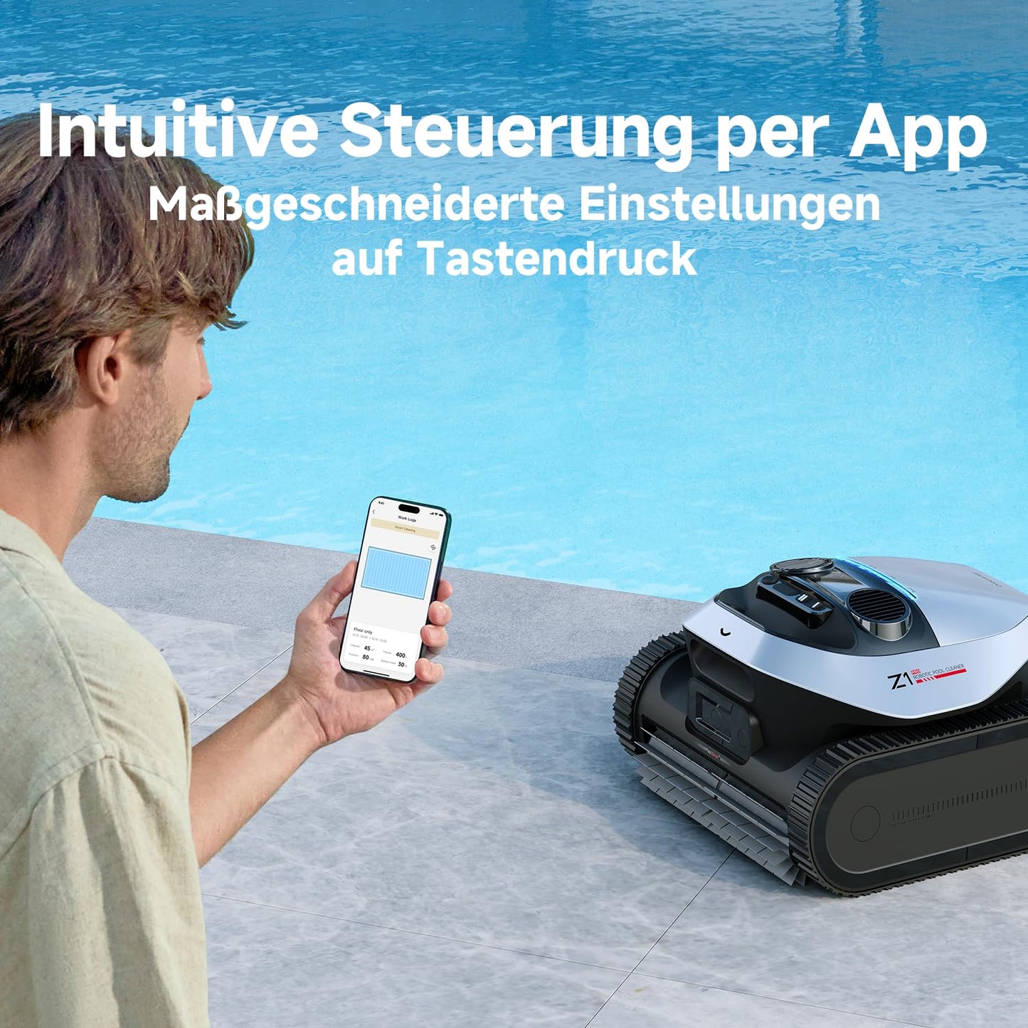 DREAME Z1 Pro Poolroboter – Hohe Saugleistung, Boden-, Wand- & Wasserlinienreinigung, Intelligente Routenplanung, bis 200 m²