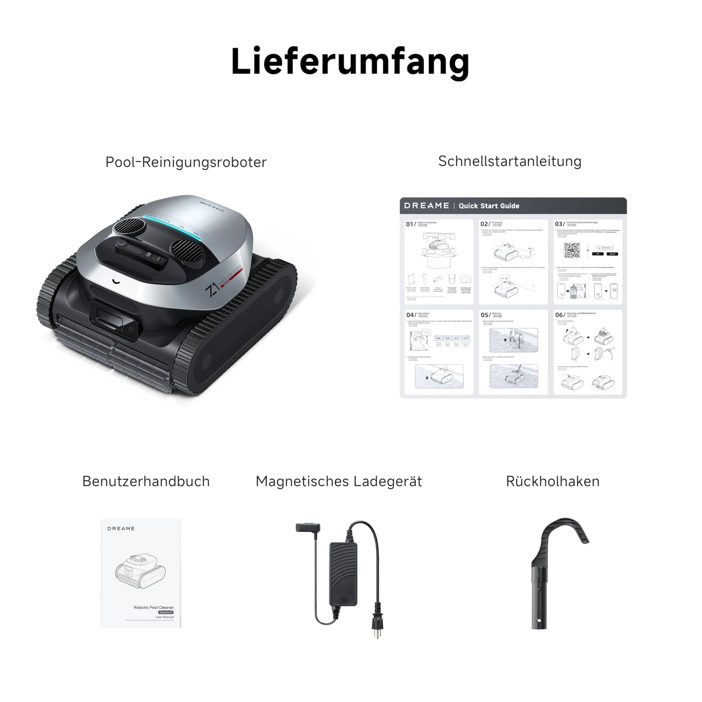DREAME Z1 Pro Poolroboter – Hohe Saugleistung, Boden-, Wand- & Wasserlinienreinigung, Intelligente Routenplanung, bis 200 m²
