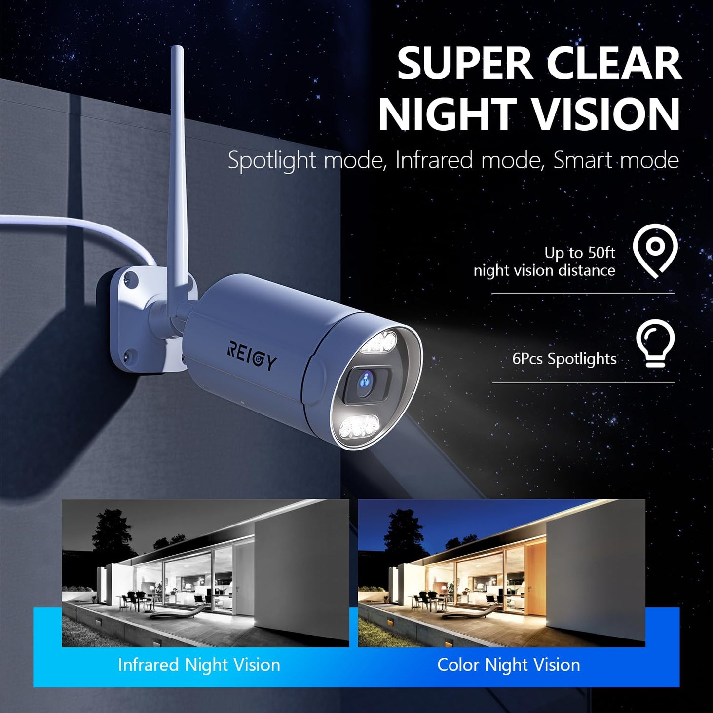 REIGY 8MP WLAN Kamera Set – 4× 4K Outdoor-Kameras, 16CH WiFi NVR mit 2TB, Zwei-Wege-Audio, Bewegungserkennung, Farb-Nachtsicht