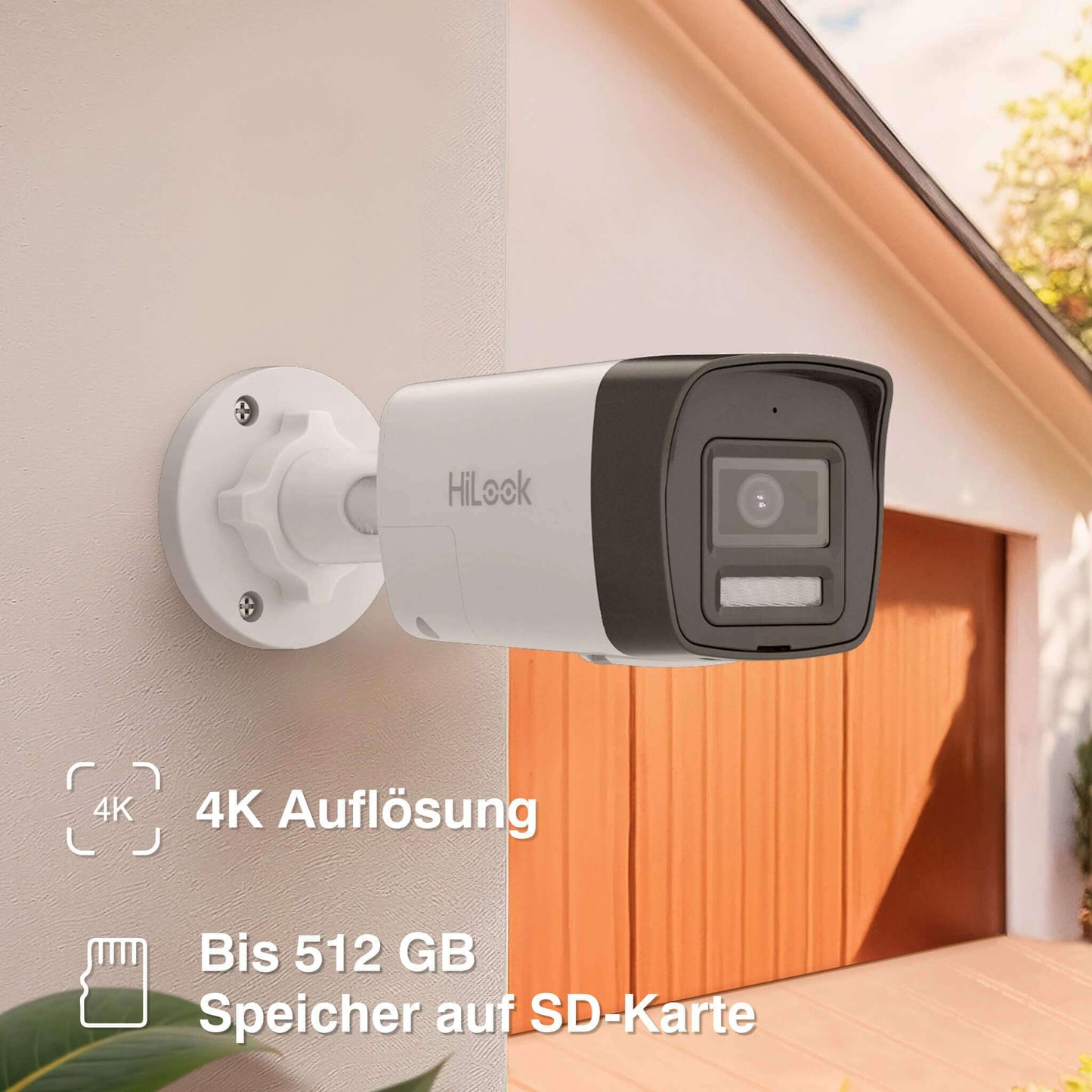 HiLook 4K PoE Kamera Set – 4× 8MP Bullet, SD-Slot, Farb-/IR-Nachtsicht, KI-Erkennung, 8CH NVR mit 2TB, App-Steuerung, für Außenbereich