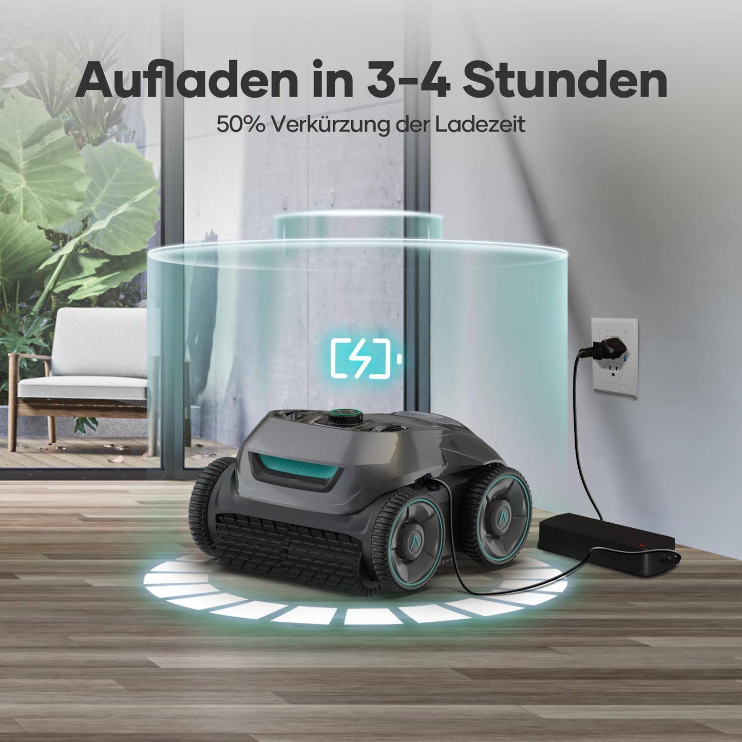 AIPER ZT6002 Kabelloser Poolroboter – Quad-Motor, WavePath, 3 Modi, 18500 LPH, für Boden & Wand bis 150 m²