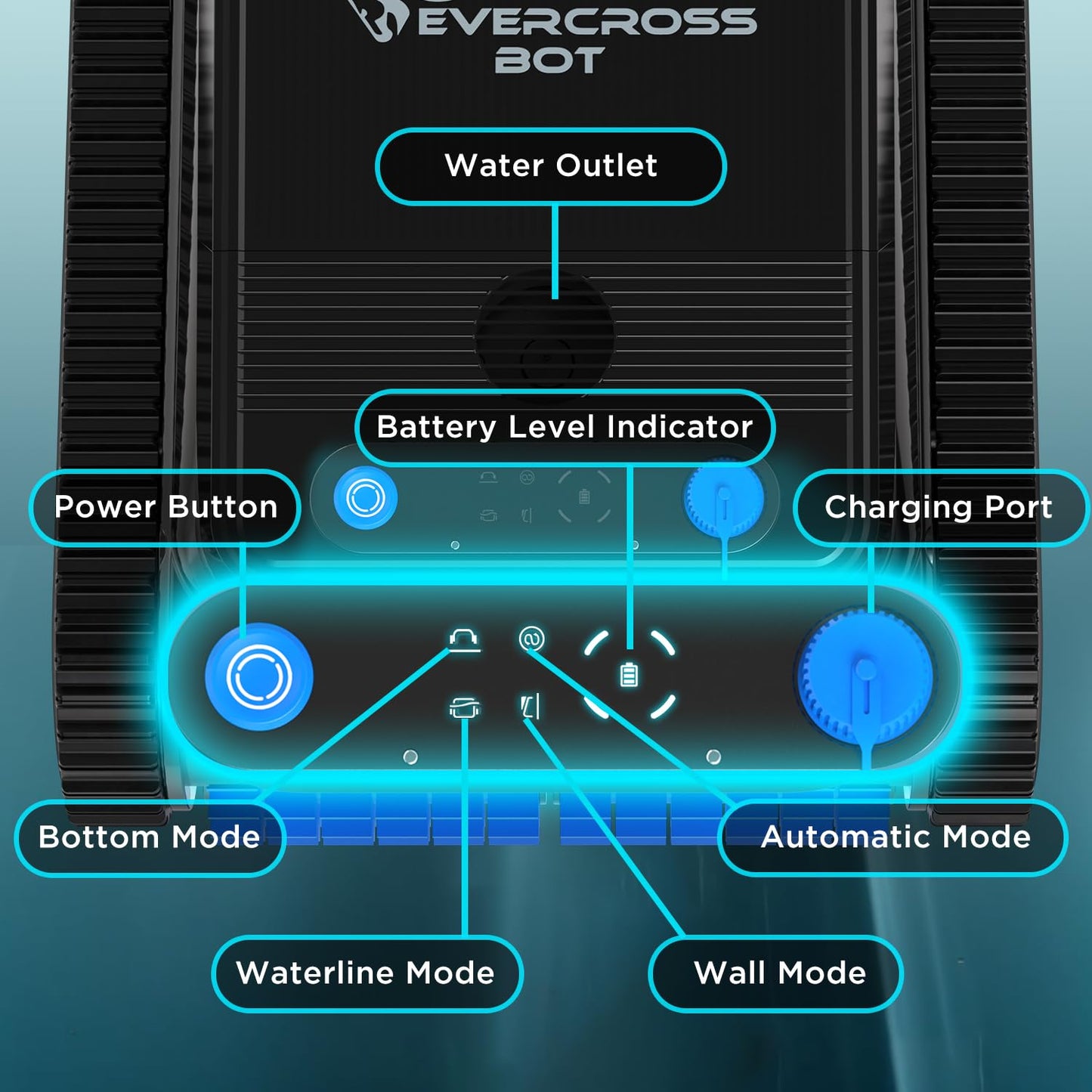 EVERCROSS BOT U8 Kabelloser Poolroboter – Boden-, Wand- & Wasserlinienreinigung, 120 Min Laufzeit, bis 200 m²