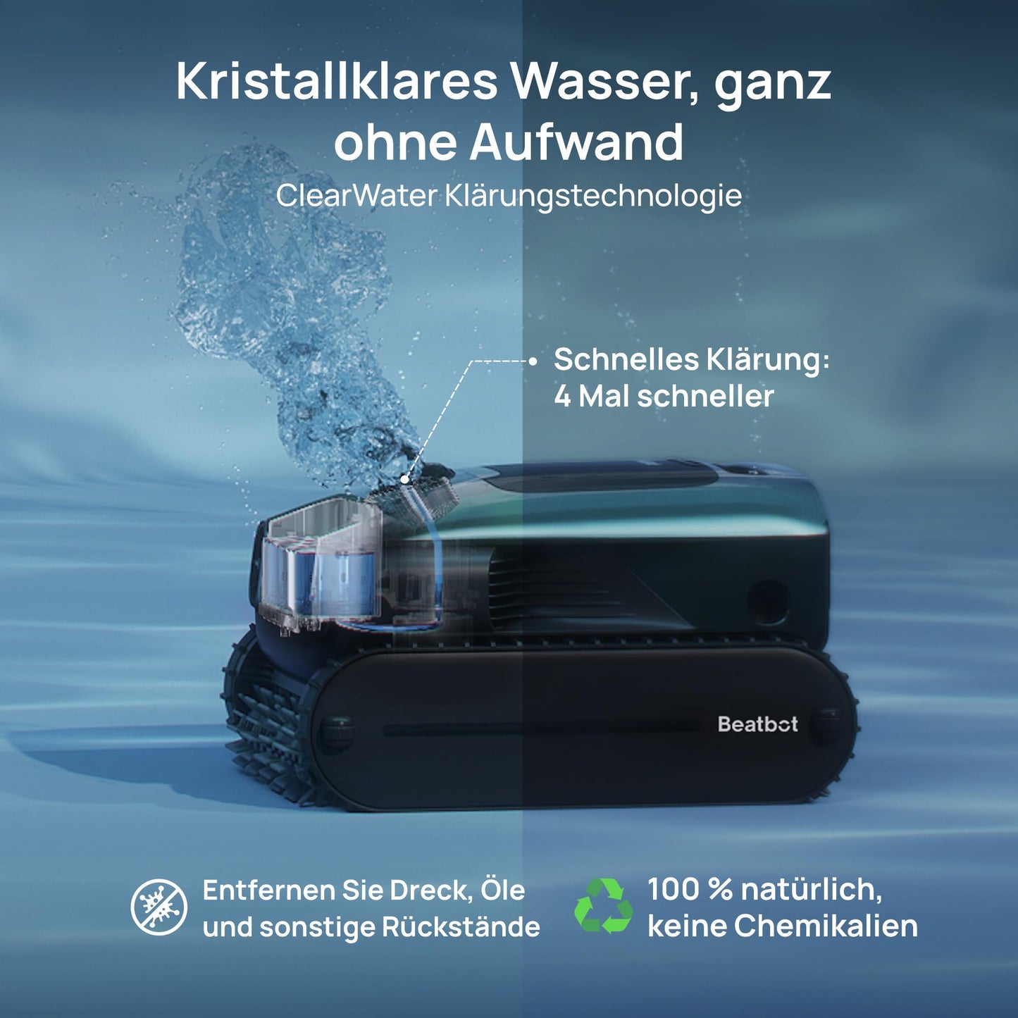 Beatbot AquaSense 2 Pro Pool Robot Set with Clarifier Set, Pool Vacuum Cleaner Design for Cleaning Floor, Wall, Surfaces and Clarifies Water, Floats on Water Surface After Cleaning