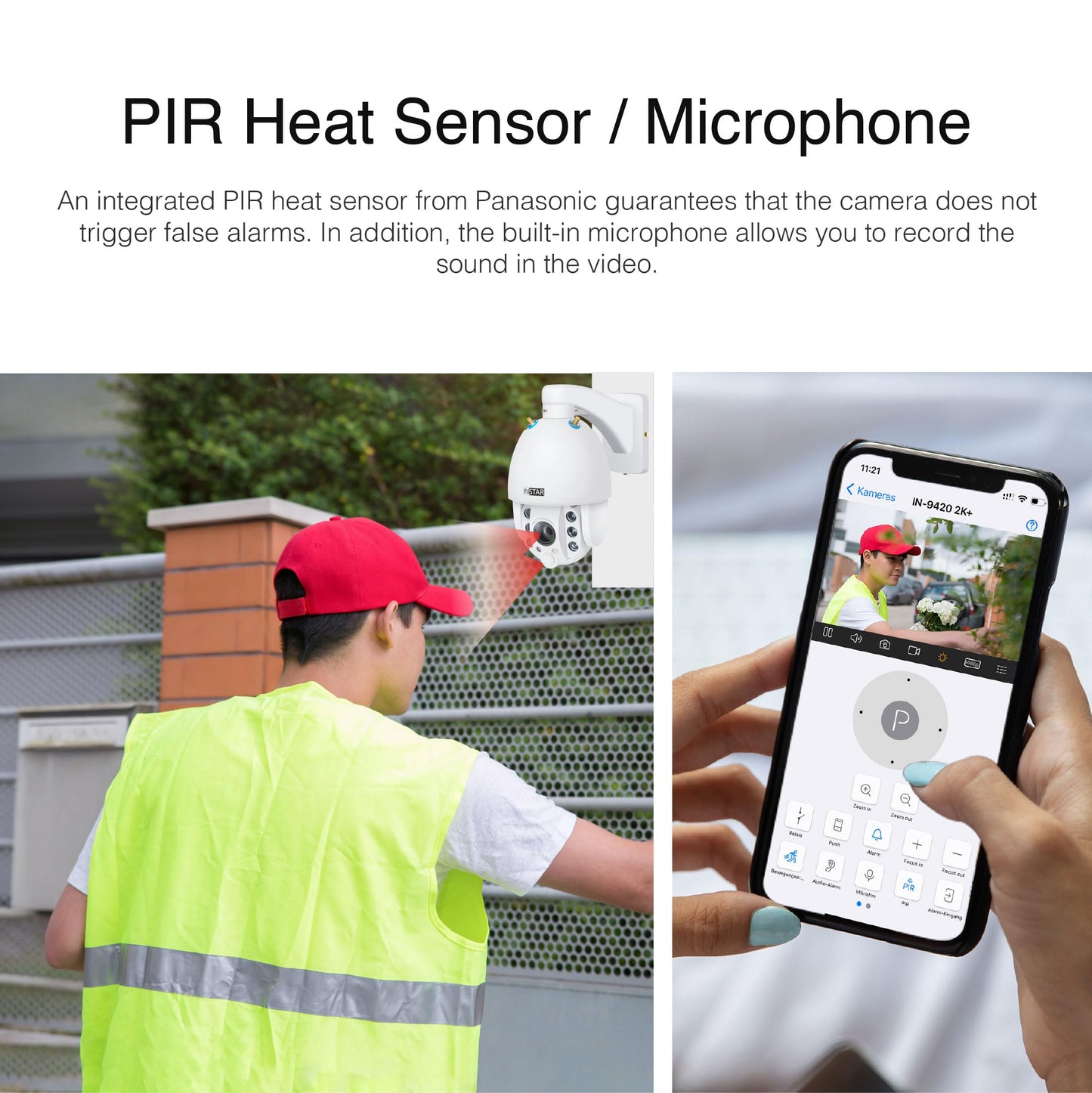 INSTAR IN-9820 4K Kamera – Außen, PTZ mit 5× Zoom, WLAN/LAN/PoE, HomeKit, Personenerkennung, Nachtsicht, 2-Wege-Audio, PIR, WPA3, Weiß