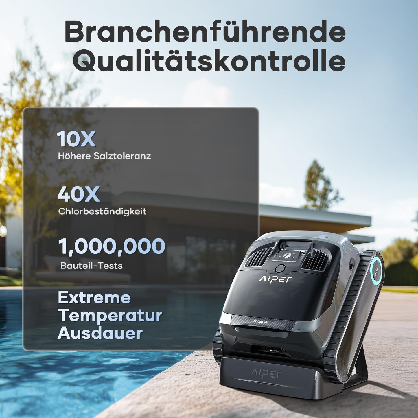 AIPER Scuba X1 Poolroboter mit App – 25200 LPH, 3 µm Feinfiltersystem, Boden-, Wand- & Wasserlinienreinigung, Kabellos