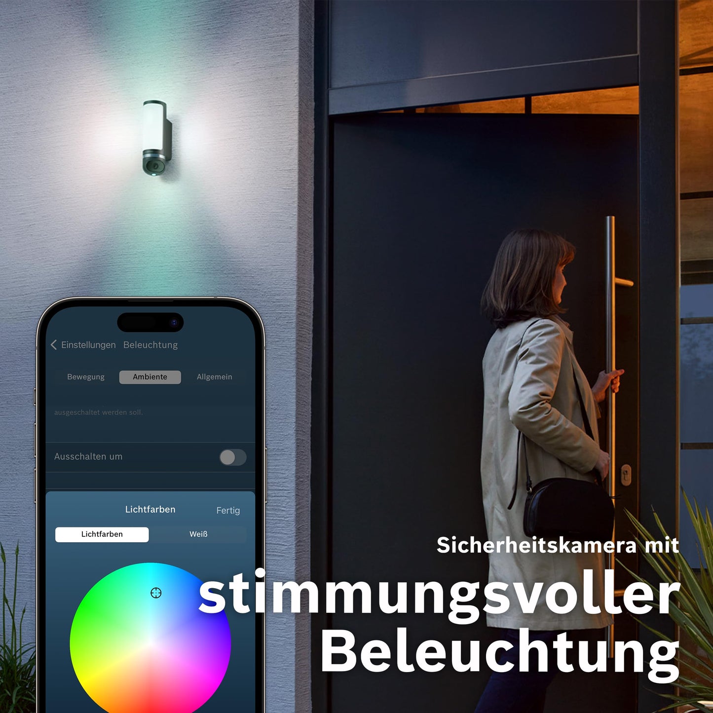 Bosch Smart Home Außenkamera II – 1080p, Sirene & Design-Leuchte, Alexa-kompatibel, wetterfest, anthrazit (Amazon exklusiv)
