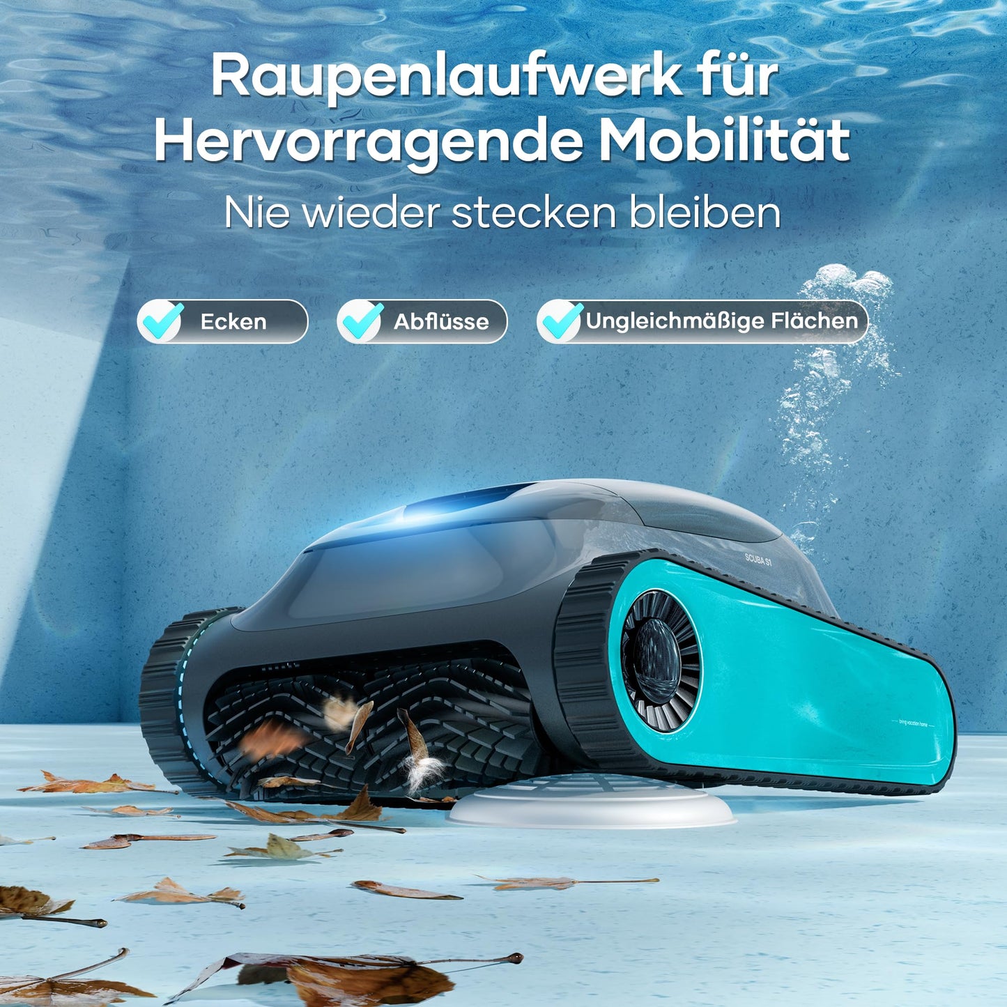 AIPER Scuba S1 Pool Robot Floor and Wall, Waterline Cleaning, 3μm Ultra Fine Filter, 180 Min. Battery Life, 15900LPH Powerful Pool Vacuum Cleaner with App, for Recessed Pools