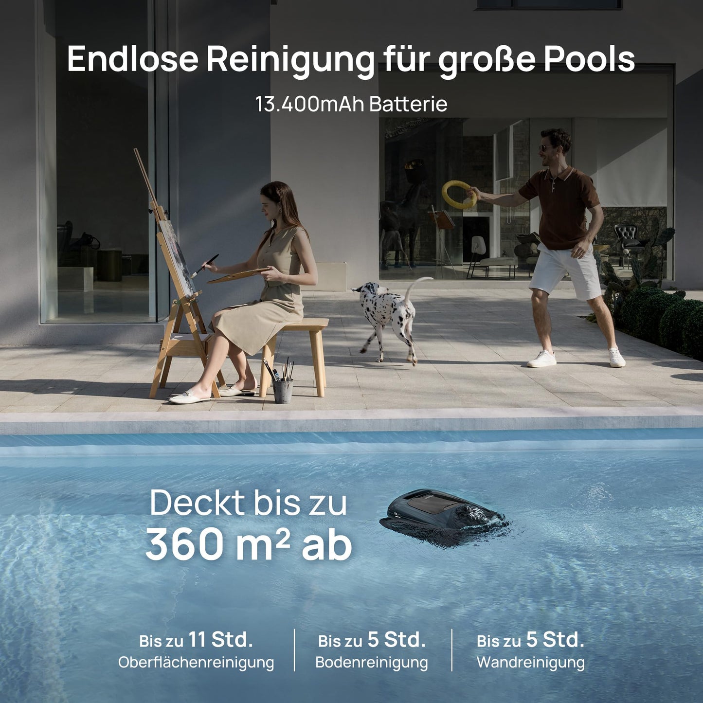 Beatbot AquaSense 2 Pro Pool Robot Set with Clarifier Set, Pool Vacuum Cleaner Design for Cleaning Floor, Wall, Surfaces and Clarifies Water, Floats on Water Surface After Cleaning