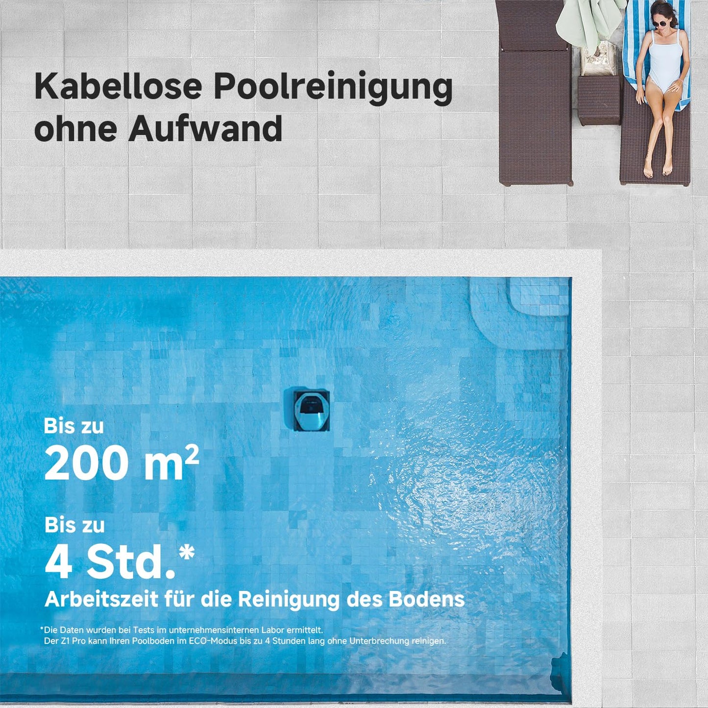 DREAME Z1 Pro Poolroboter – Hohe Saugleistung, Boden-, Wand- & Wasserlinienreinigung, Intelligente Routenplanung, bis 200 m²