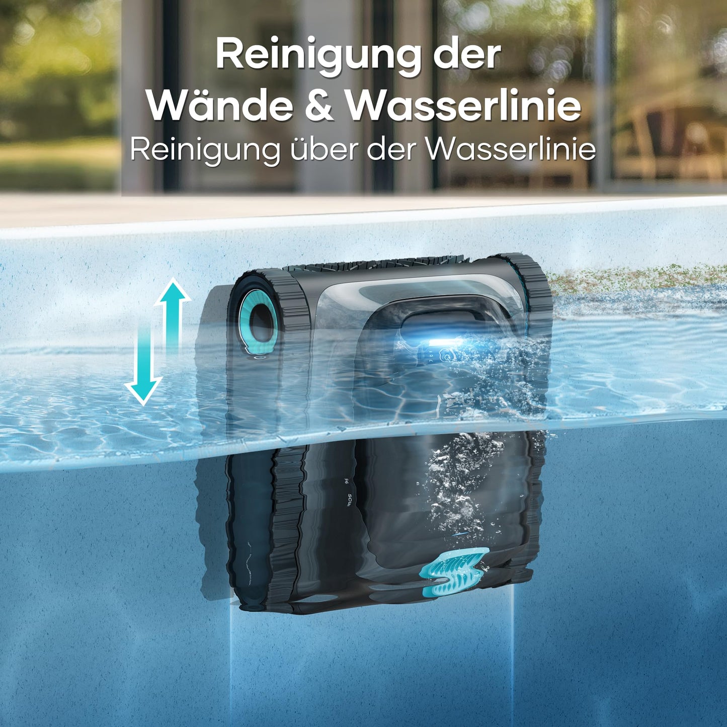 AIPER Scuba S1 Pool Robot Floor and Wall, Waterline Cleaning, 3μm Ultra Fine Filter, 180 Min. Battery Life, 15900LPH Powerful Pool Vacuum Cleaner with App, for Recessed Pools