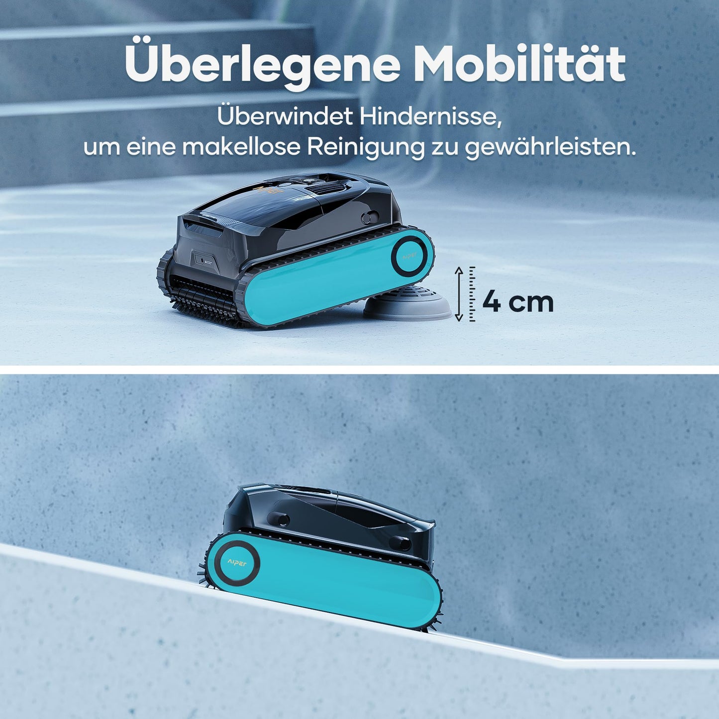 AIPER Scuba X1 Poolroboter mit App – 25200 LPH, 3 µm Feinfiltersystem, Boden-, Wand- & Wasserlinienreinigung, Kabellos