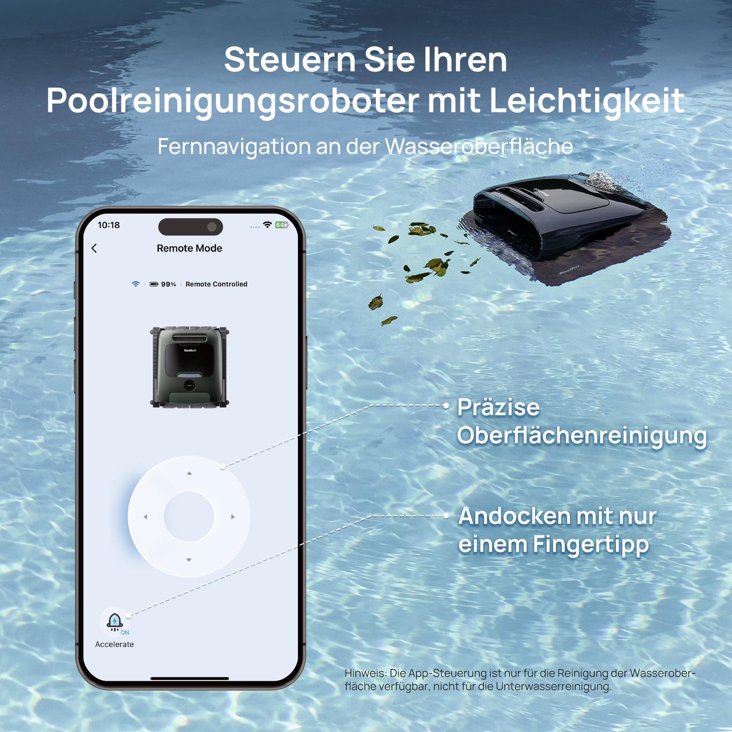 Beatbot AquaSense 2 Pro Pool Robot Set with Clarifier Set, Pool Vacuum Cleaner Design for Cleaning Floor, Wall, Surfaces and Clarifies Water, Floats on Water Surface After Cleaning