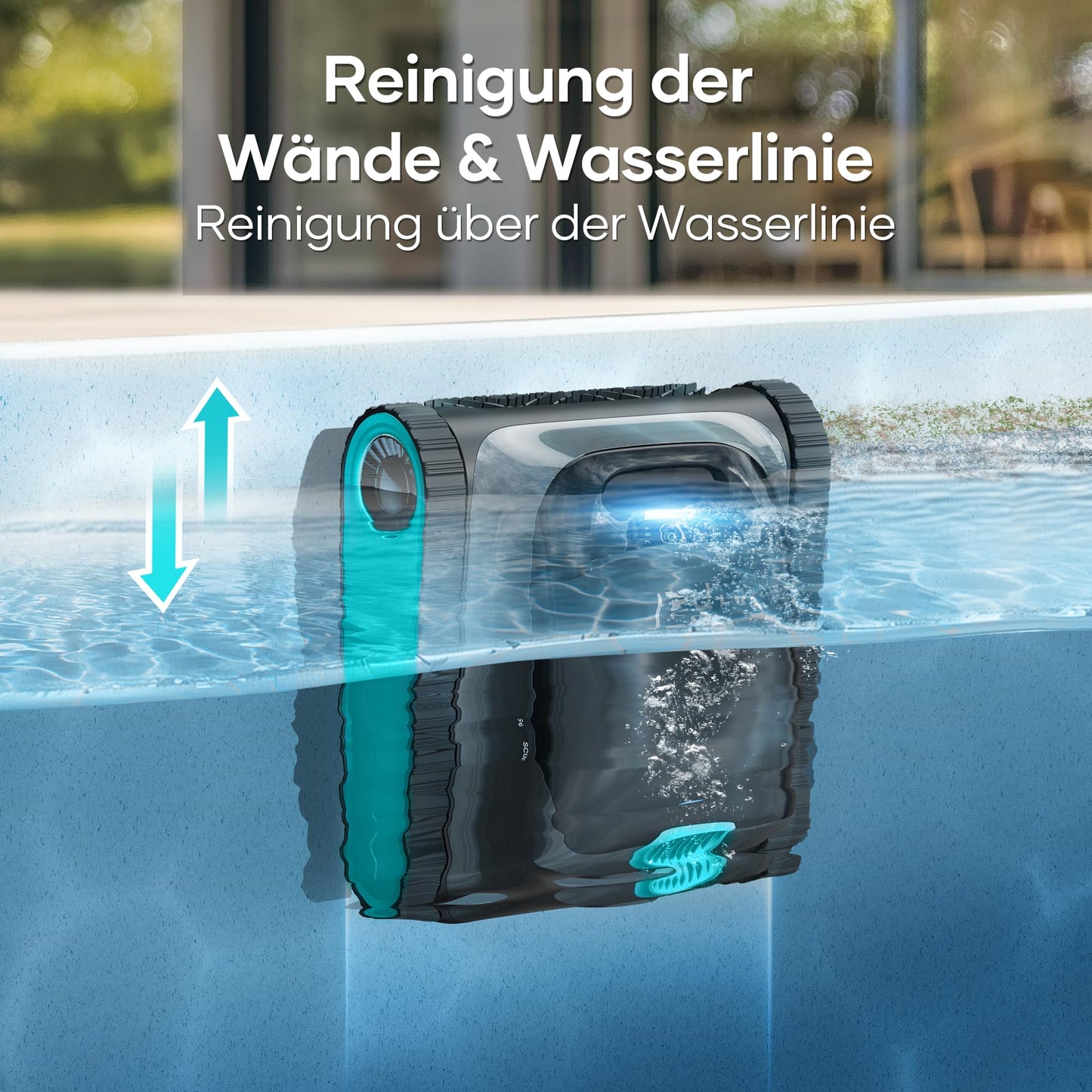 AIPER Scuba S1 Pool Robot Floor and Wall, Waterline Cleaning, 3μm Ultra Fine Filter, 180 Min. Battery Life, 15900LPH Powerful Pool Vacuum Cleaner with App, for Recessed Pools