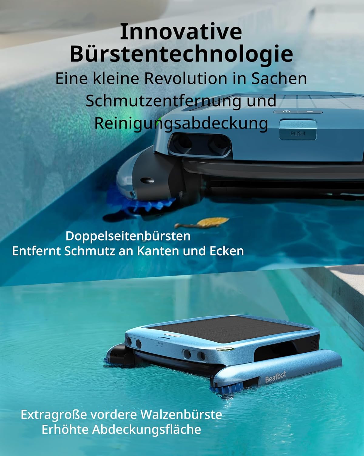 Beatbot iSkim Ultra Solar Powered Robot Pool Skimmer, Pool Cleaning Robot for Surface, Dual Charging Options, Water Clarification, Edge and Corner Cleaning, App Control, Ice Blue