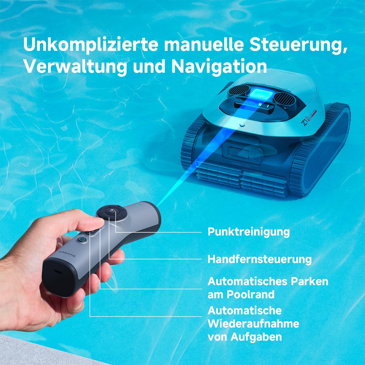 DREAME Z1 Pro Poolroboter – Hohe Saugleistung, Boden-, Wand- & Wasserlinienreinigung, Intelligente Routenplanung, bis 200 m²