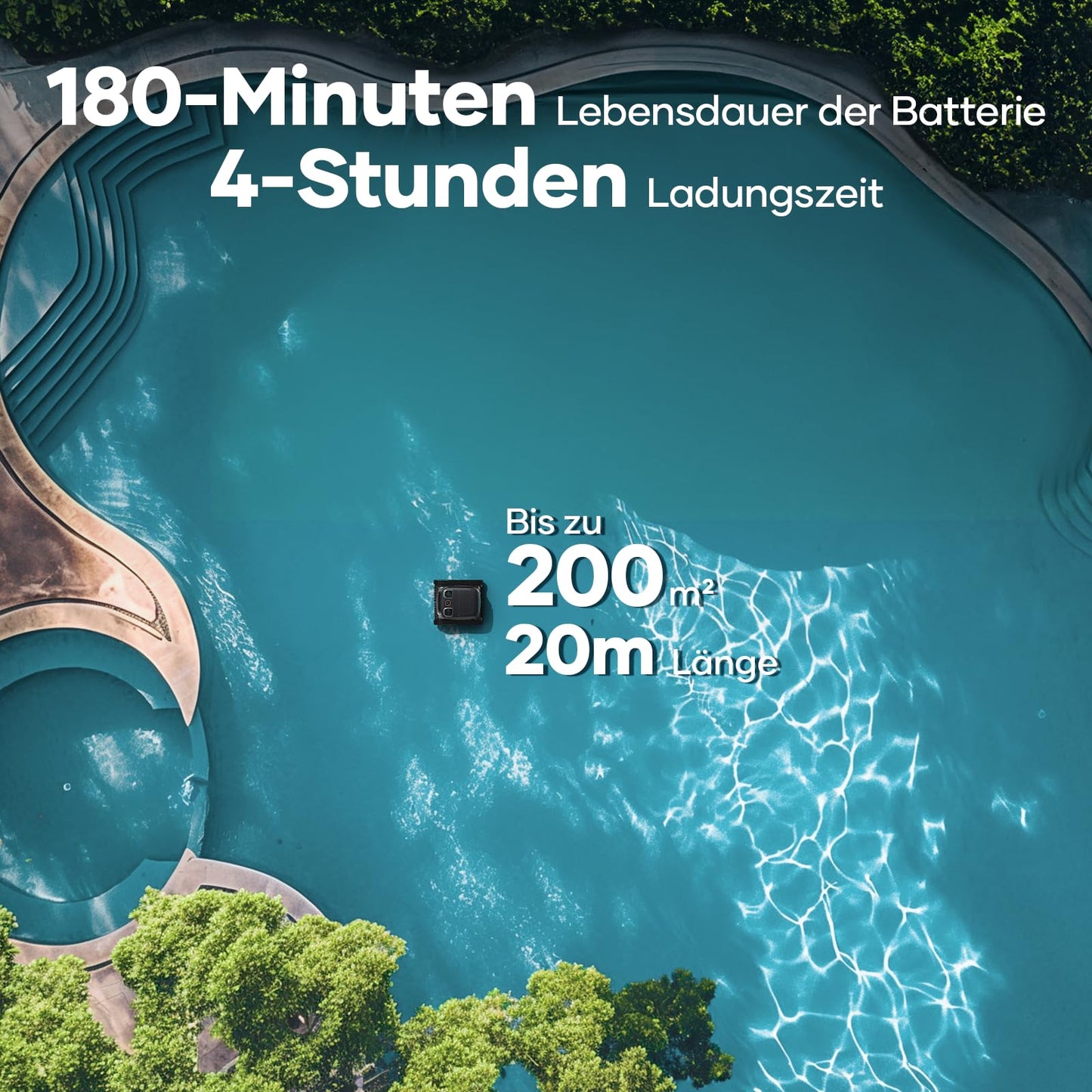 AIPER Scuba S1 Pro Pool Robot Floor and Wall with App 2025, Horizontal Waterline Cleaning, 360° Particulate Filtration, 180 Minutes Running Time, Ideal for Recessed Pools up to 200 ㎡