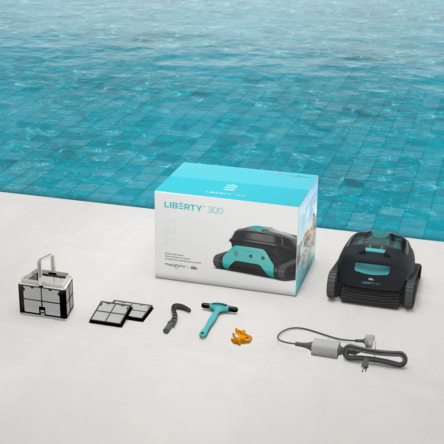 Dolphin Liberty 300 Automatischer Poolreiniger Poolroboter kabellos - Boden und Wandreinigung - Energieeinsparung, Eingelassene Pools bis zu 10 m, Wasserpflege