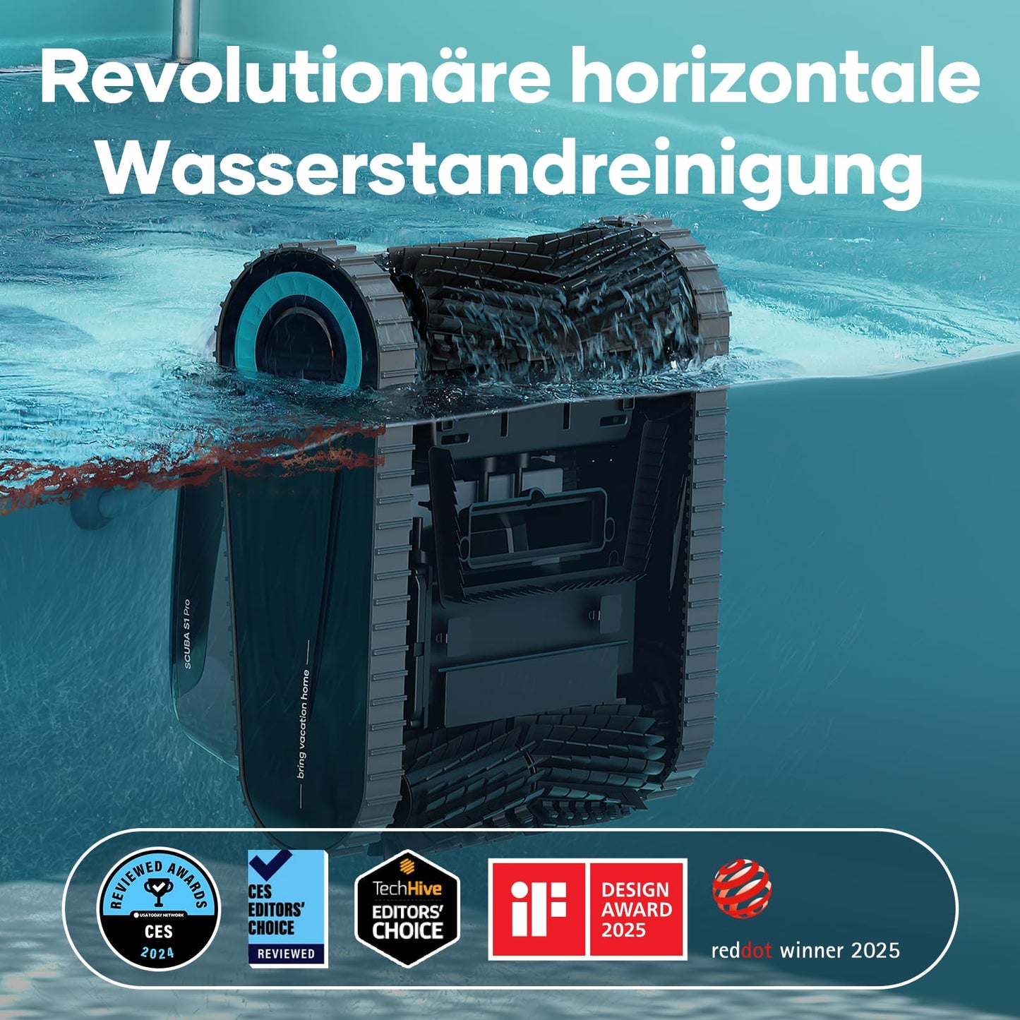 AIPER Scuba S1 Pro Pool Robot Floor and Wall with App 2025, Horizontal Waterline Cleaning, 360° Particulate Filtration, 180 Minutes Running Time, Ideal for Recessed Pools up to 200 ㎡