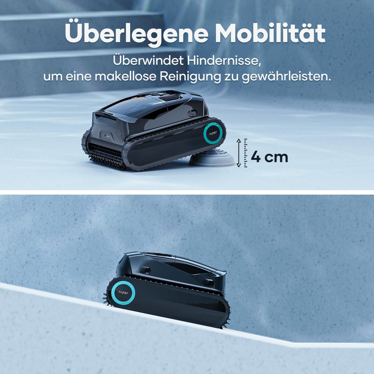 AIPER Scuba X1 Upgrade Poolroboter – 3 µm Doppelfilter, 25200 LPH, Boden-, Wand- & Wasserlinienreinigung, bis 200 m²