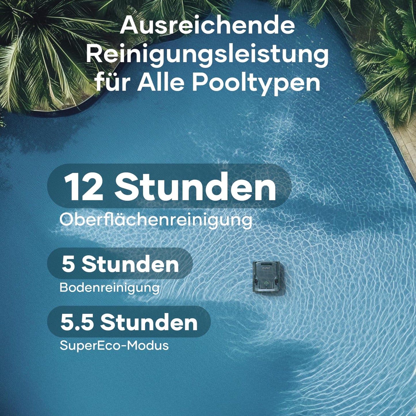 AIPER Scuba X1 Pro Max Pool Robot Floor and Wall, 360° Mapping, Adaptive Route Planning, Water Line, 32000 LPH Power, All-in-One Pool Cleaner Battery for All Recessed Pools up to 300 ㎡