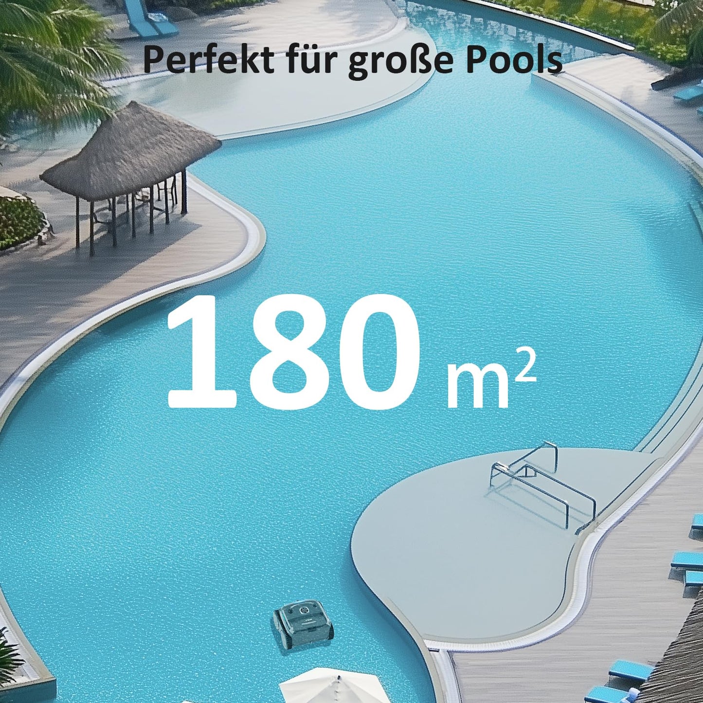 WYBOT C2 Vision AI Kamera Kabelloser poolroboter mit Akku, poolroboter Boden und Wand, Zweischicht-Filterung, leistungsstarke Absaugung, für Eingelassene Pools bis zu 180㎡(Schwarz Grün)