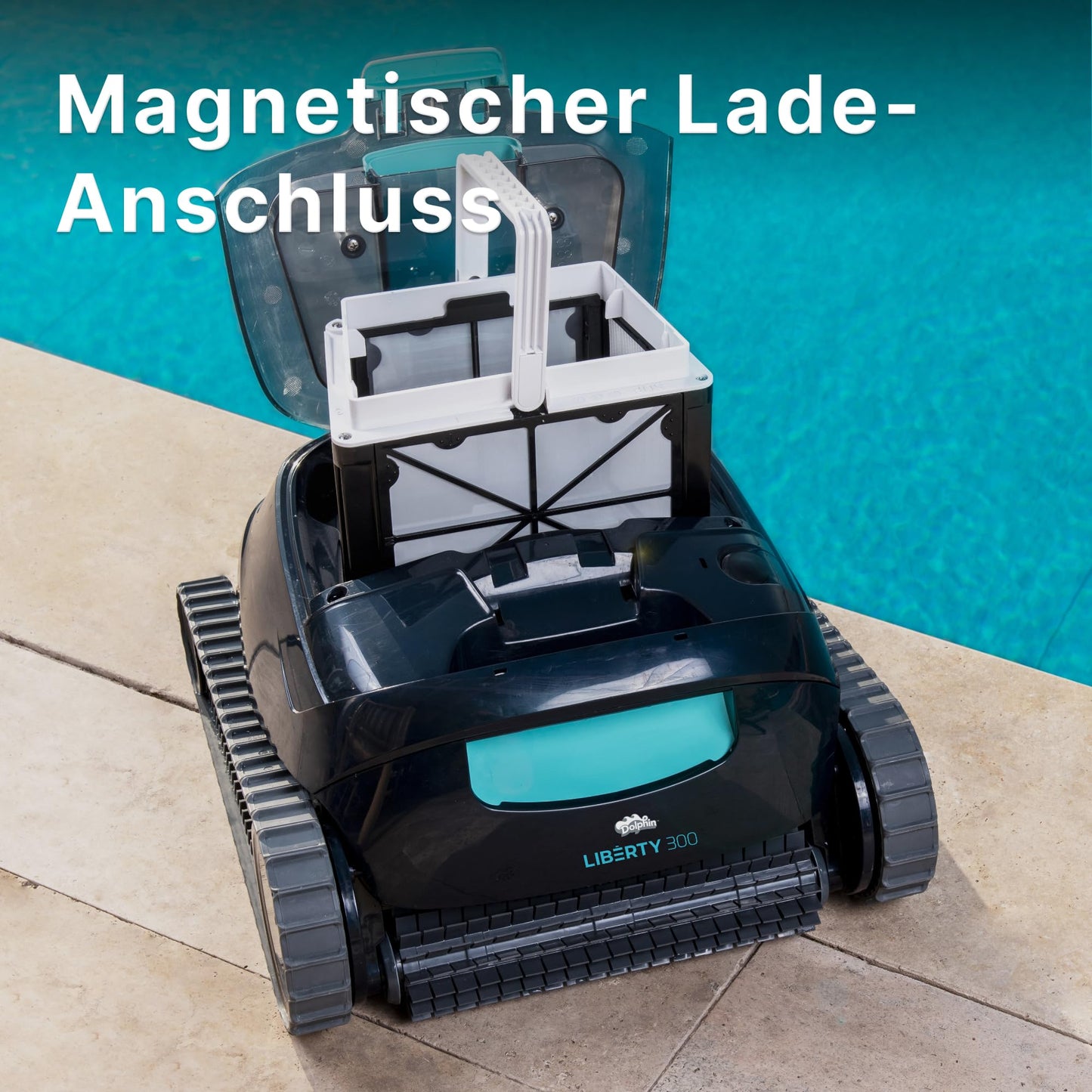 Dolphin Liberty 300 Automatischer Poolreiniger Poolroboter kabellos - Boden und Wandreinigung - Energieeinsparung, Eingelassene Pools bis zu 10 m, Wasserpflege