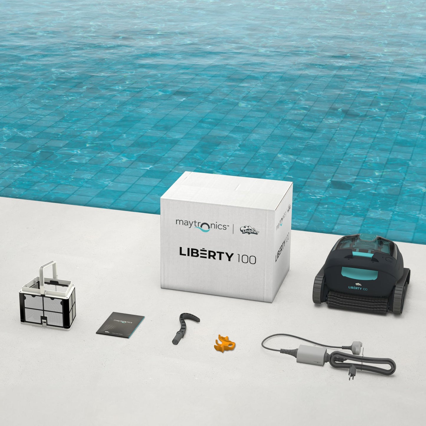 Dolphin Liberty 300 Automatischer Poolreiniger Poolroboter kabellos - Boden und Wandreinigung - Energieeinsparung, Eingelassene Pools bis zu 10 m, Wasserpflege