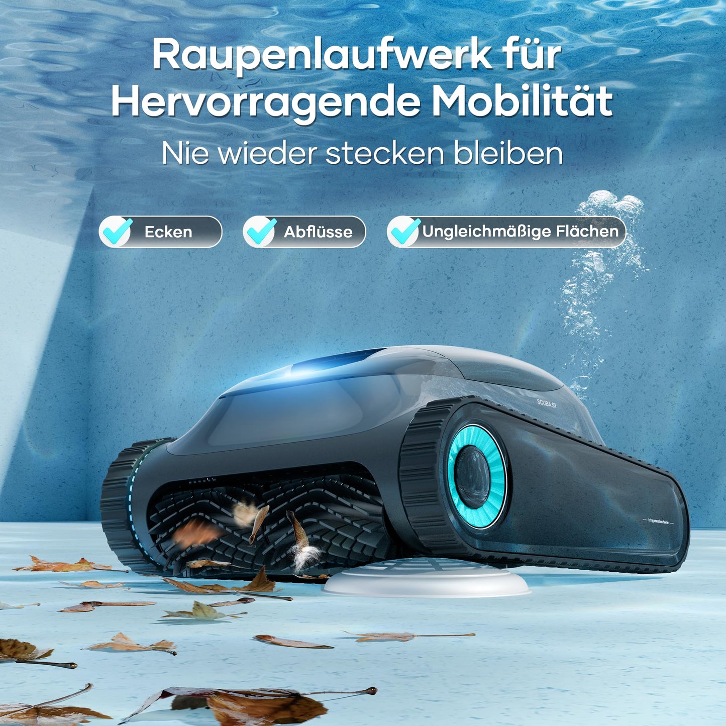 AIPER Scuba S1 Pool Robot Floor and Wall, Waterline Cleaning, 3μm Ultra Fine Filter, 180 Min. Battery Life, 15900LPH Powerful Pool Vacuum Cleaner with App, for Recessed Pools