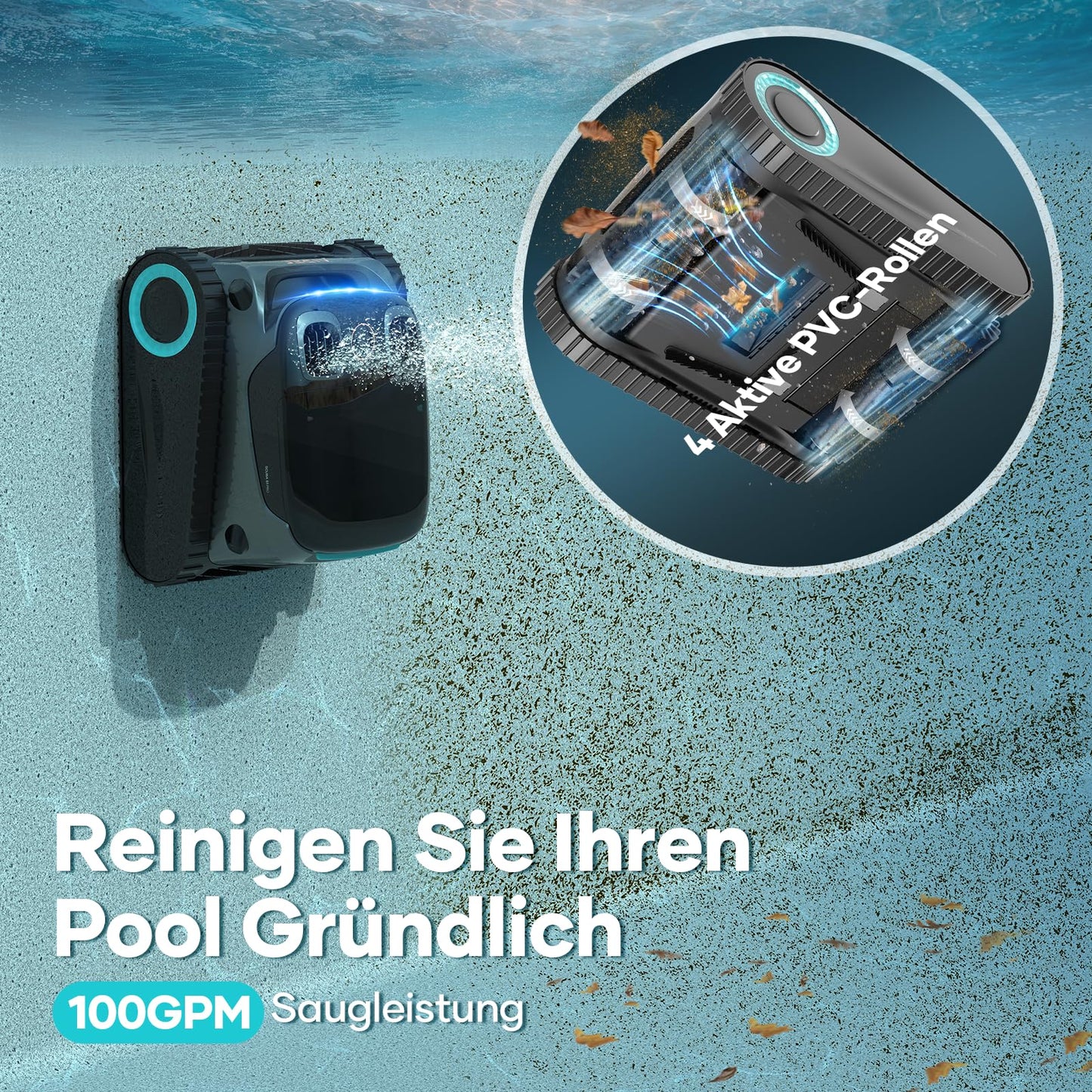 AIPER Scuba S1 Pro Pool Robot Floor and Wall with App 2025, Horizontal Waterline Cleaning, 360° Particulate Filtration, 180 Minutes Running Time, Ideal for Recessed Pools up to 200 ㎡