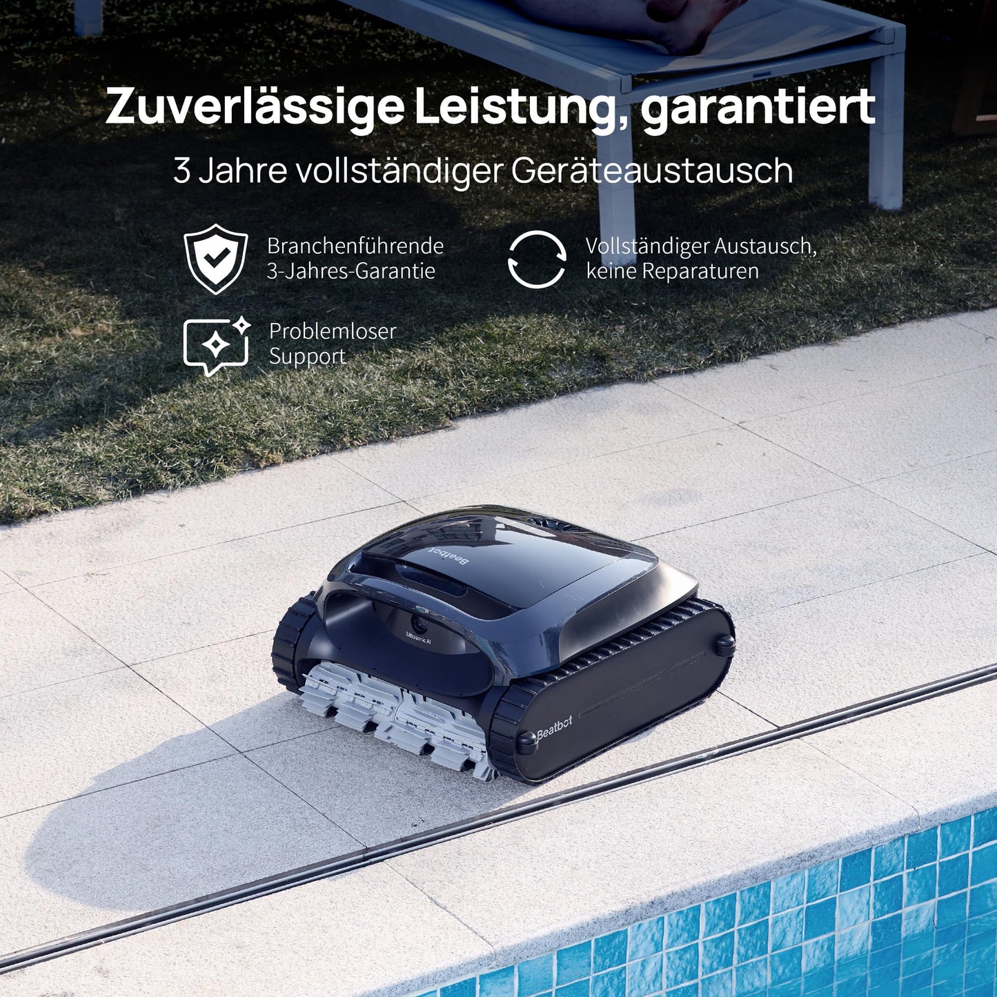 Beatbot AquaSense 2 Poolroboter, Akku Poolsauger mit Oberflächen-Parkfunktion, Poolreiniger Boden und Wand, Doppelte Reinigung der Wasserlinie, für Pools bis zu 300 m²