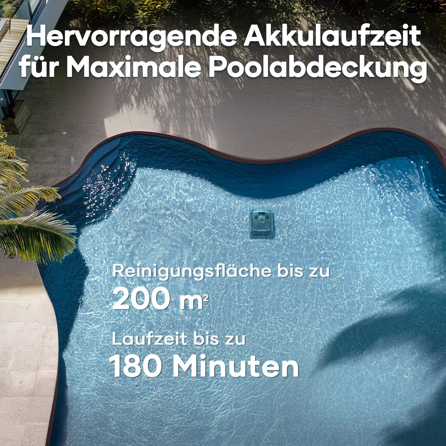 AIPER Scuba X1 Poolroboter mit App – 25200 LPH, 3 µm Feinfiltersystem, Boden-, Wand- & Wasserlinienreinigung, Kabellos