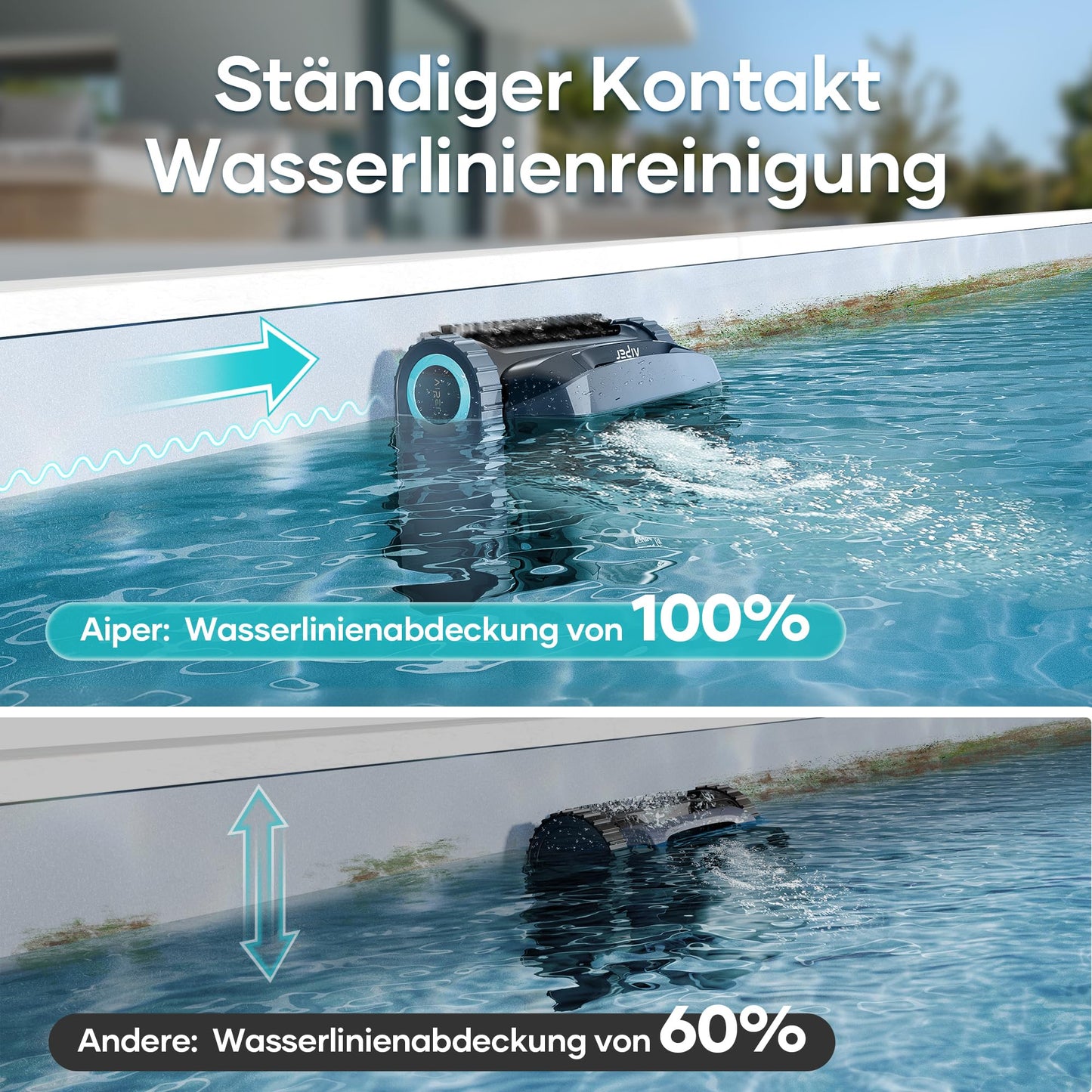 AIPER Scuba X1 Poolroboter mit App – 25200 LPH, 3 µm Feinfiltersystem, Boden-, Wand- & Wasserlinienreinigung, Kabellos
