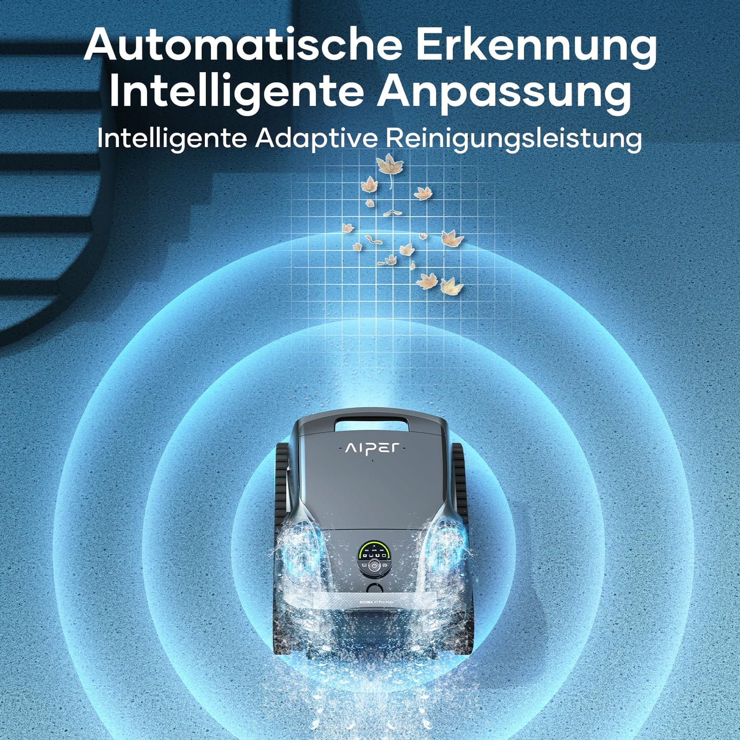 AIPER Scuba X1 Pro Max Pool Robot Floor and Wall, 360° Mapping, Adaptive Route Planning, Water Line, 32000 LPH Power, All-in-One Pool Cleaner Battery for All Recessed Pools up to 300 ㎡