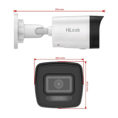 HiLook 4K PoE Kamera Set – 4× 8MP Bullet, SD-Slot, Farb-/IR-Nachtsicht, KI-Erkennung, 8CH NVR mit 2TB, App-Steuerung, für Außenbereich