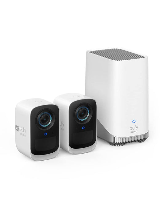 eufyCam S300 3C Set (2+1) – 4K kabellos, KI & Gesichtserkennung, Farbnachtsicht, erweiterbar auf 16TB, keine Gebühren, für Außenbereich